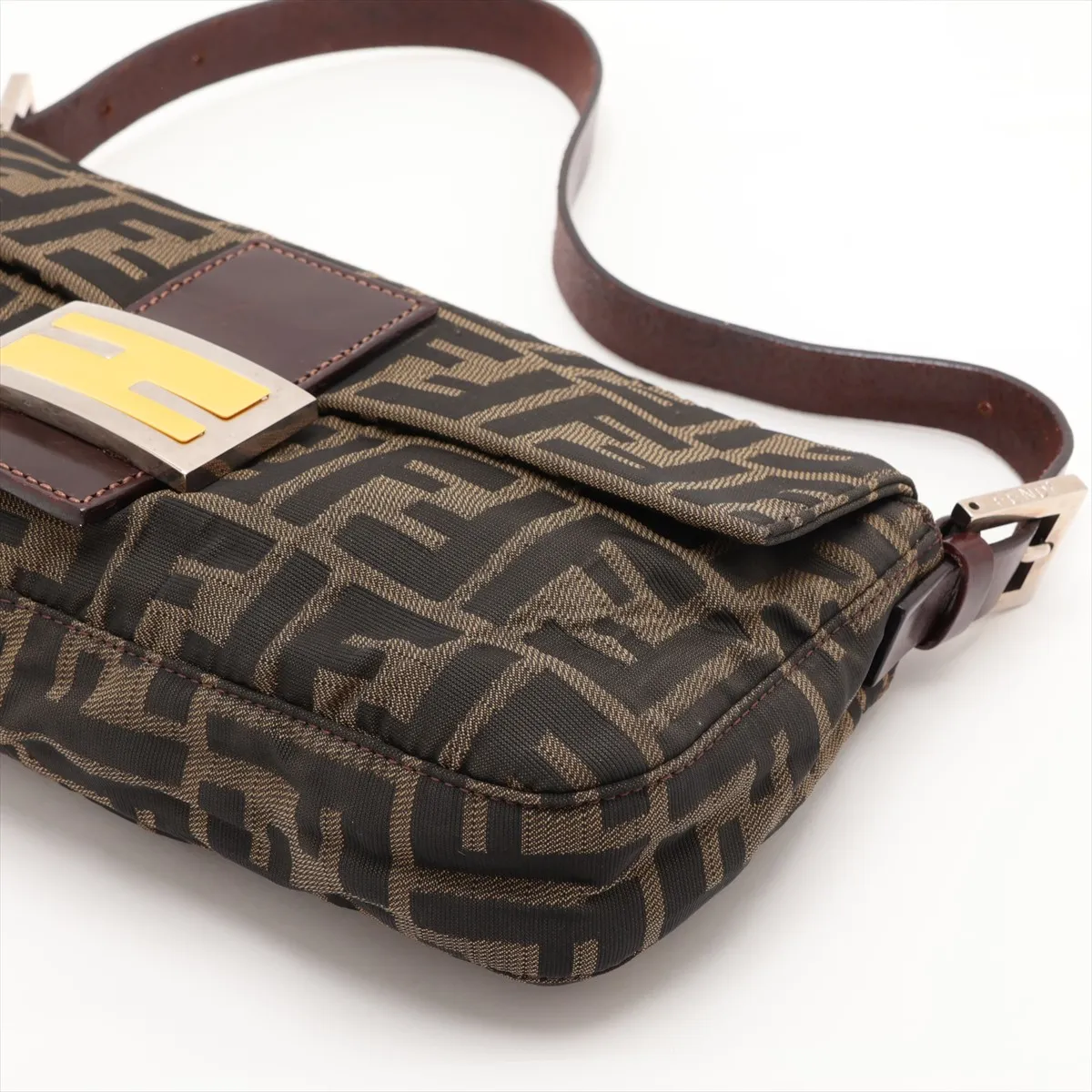 Zucca Mamma Bucket Canvas x Leather Shoulder Bag, Brown — view 3