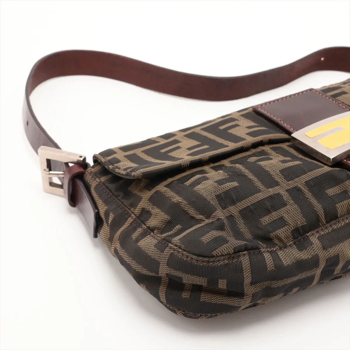 Zucca Mamma Bucket Canvas x Leather Shoulder Bag, Brown — view 4