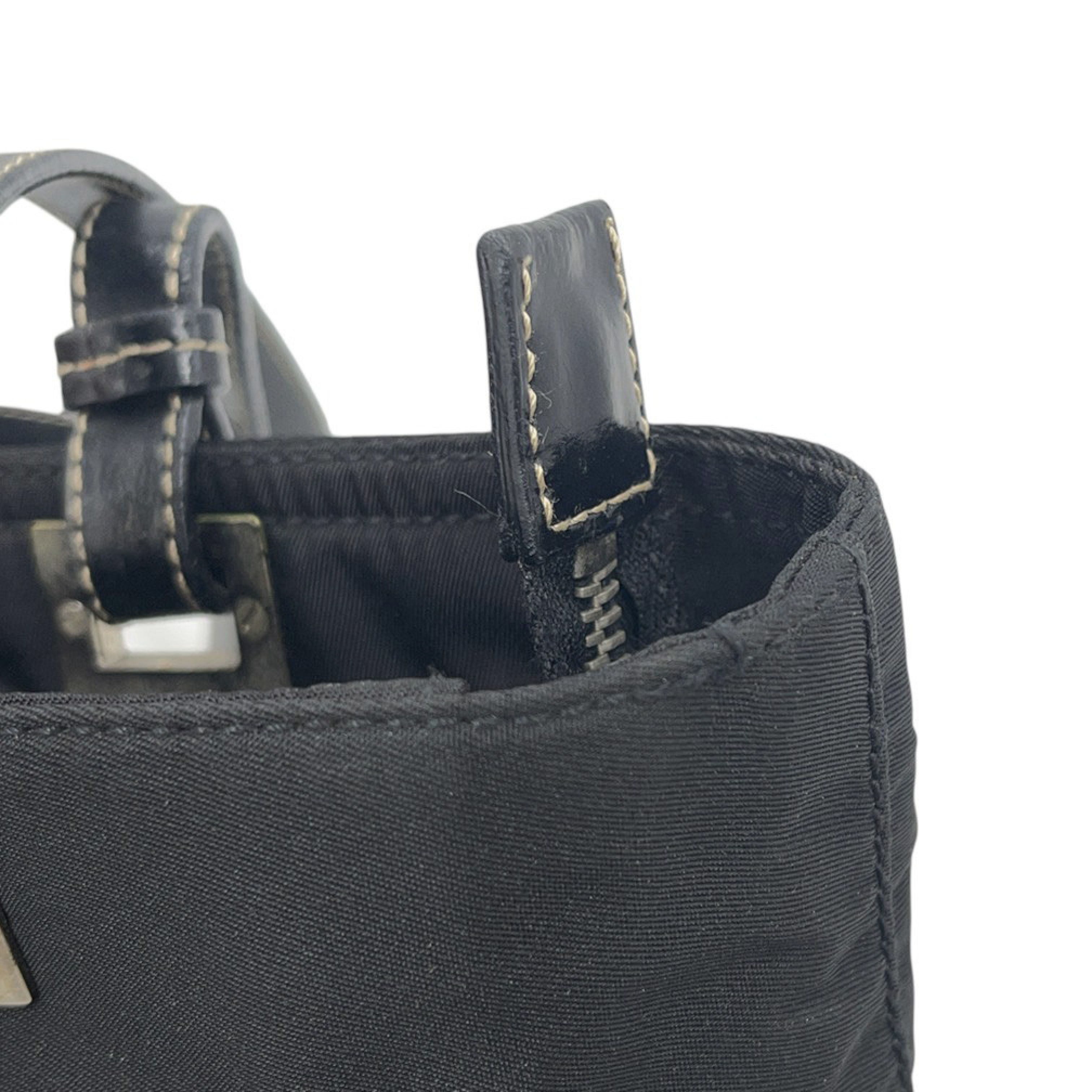 Tote Bag for Women, Zippered Shoulder Bag, Nylon, BR1166, Black Shoulder Bag — view 8