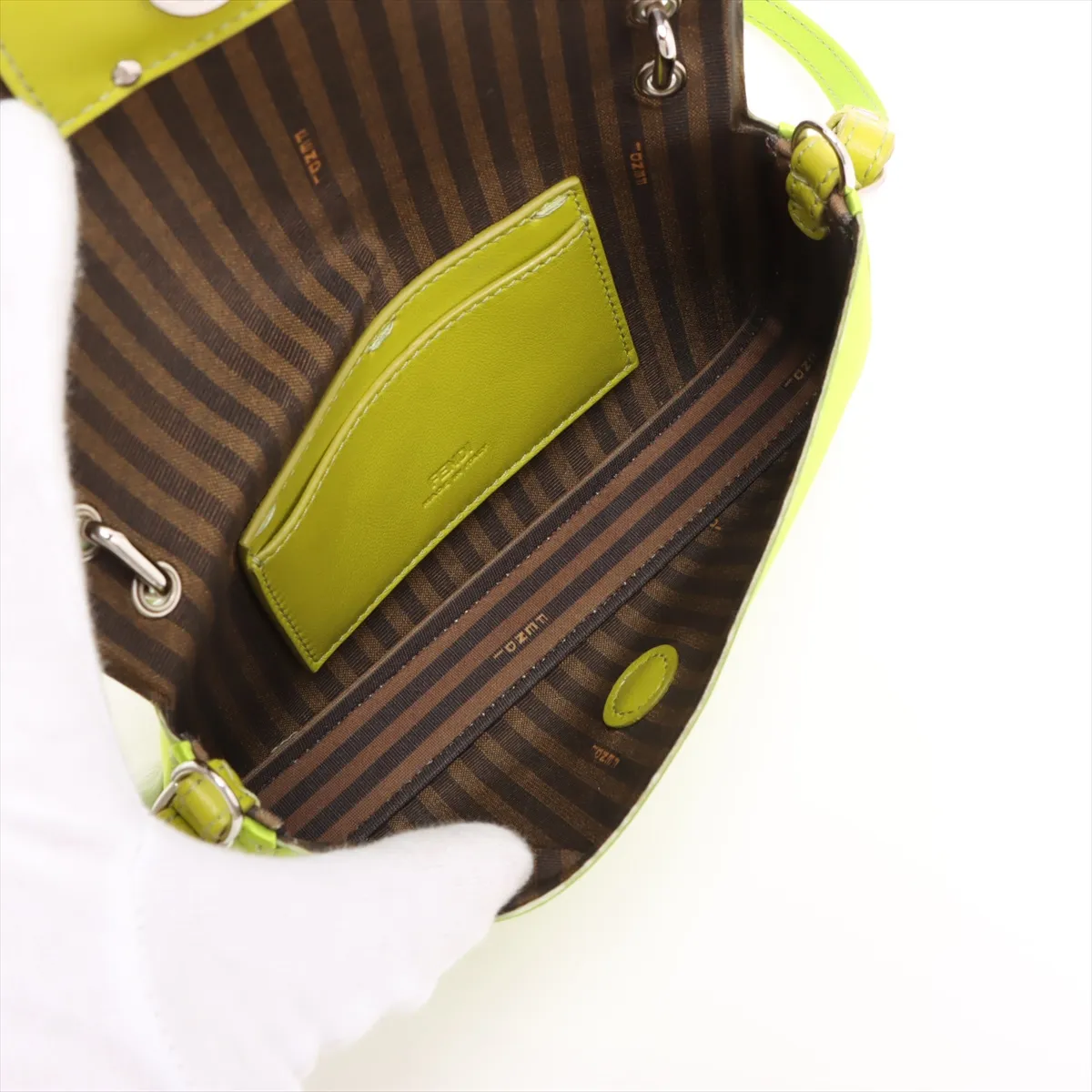 Bucket Satin x Leather 2WAY Handbag Green 7AS142 — view 6