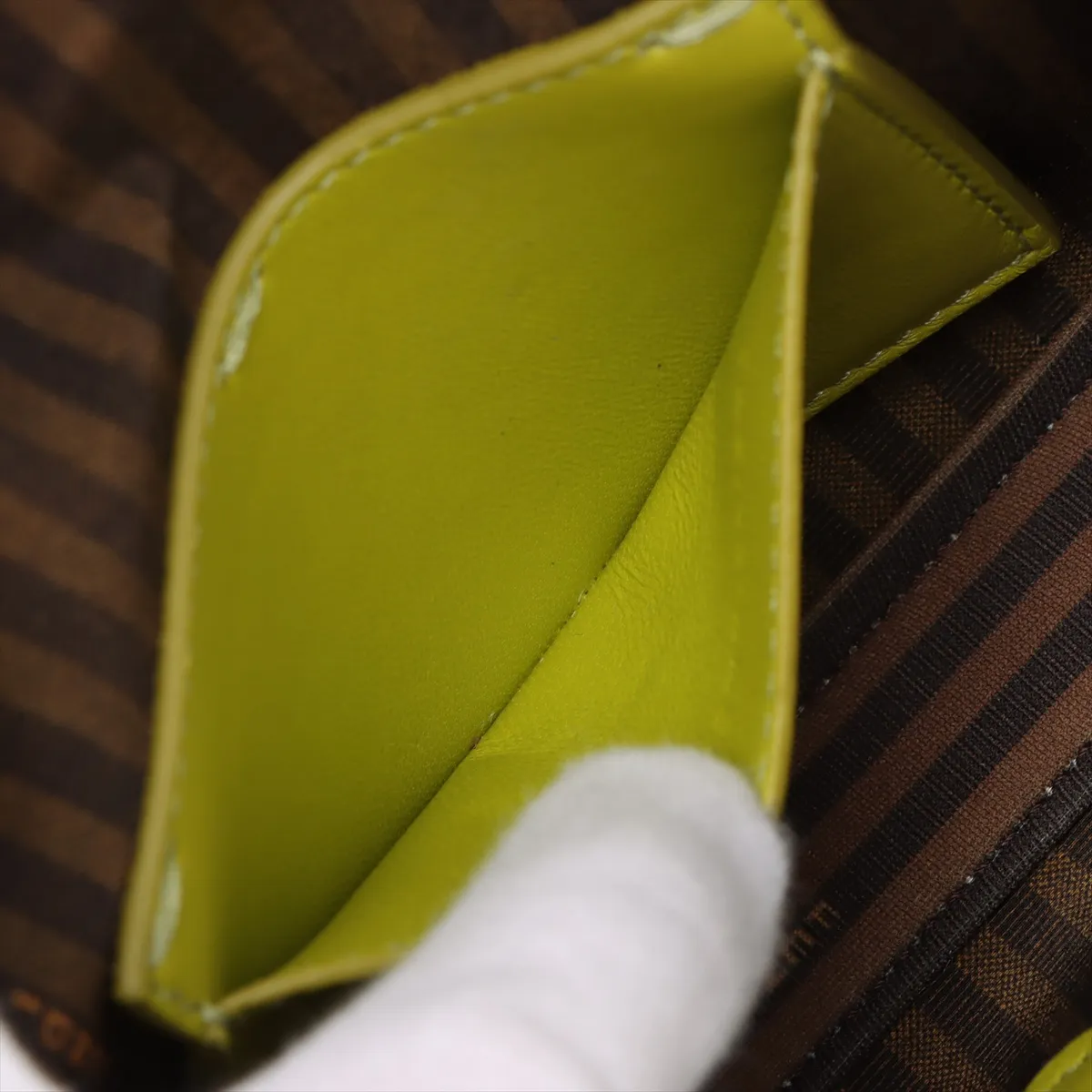 Bucket Satin x Leather 2WAY Handbag Green 7AS142 — view 7
