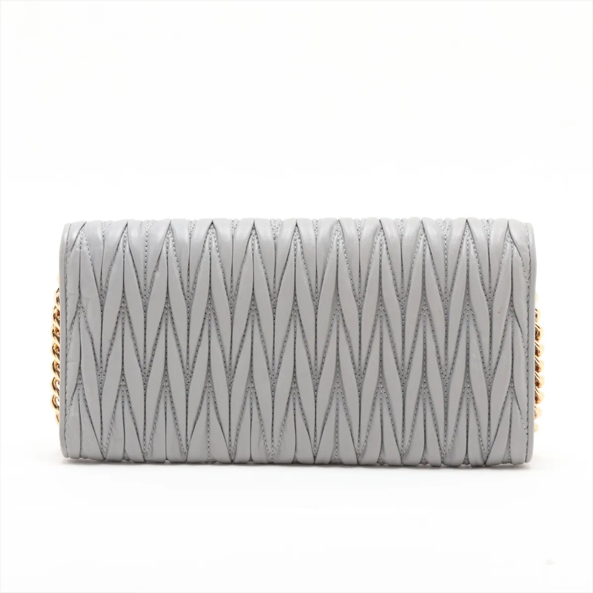 Matelassé 5BP290 Leather Chain Wallet, Gray, Unsigned Guarantee Card — view 2