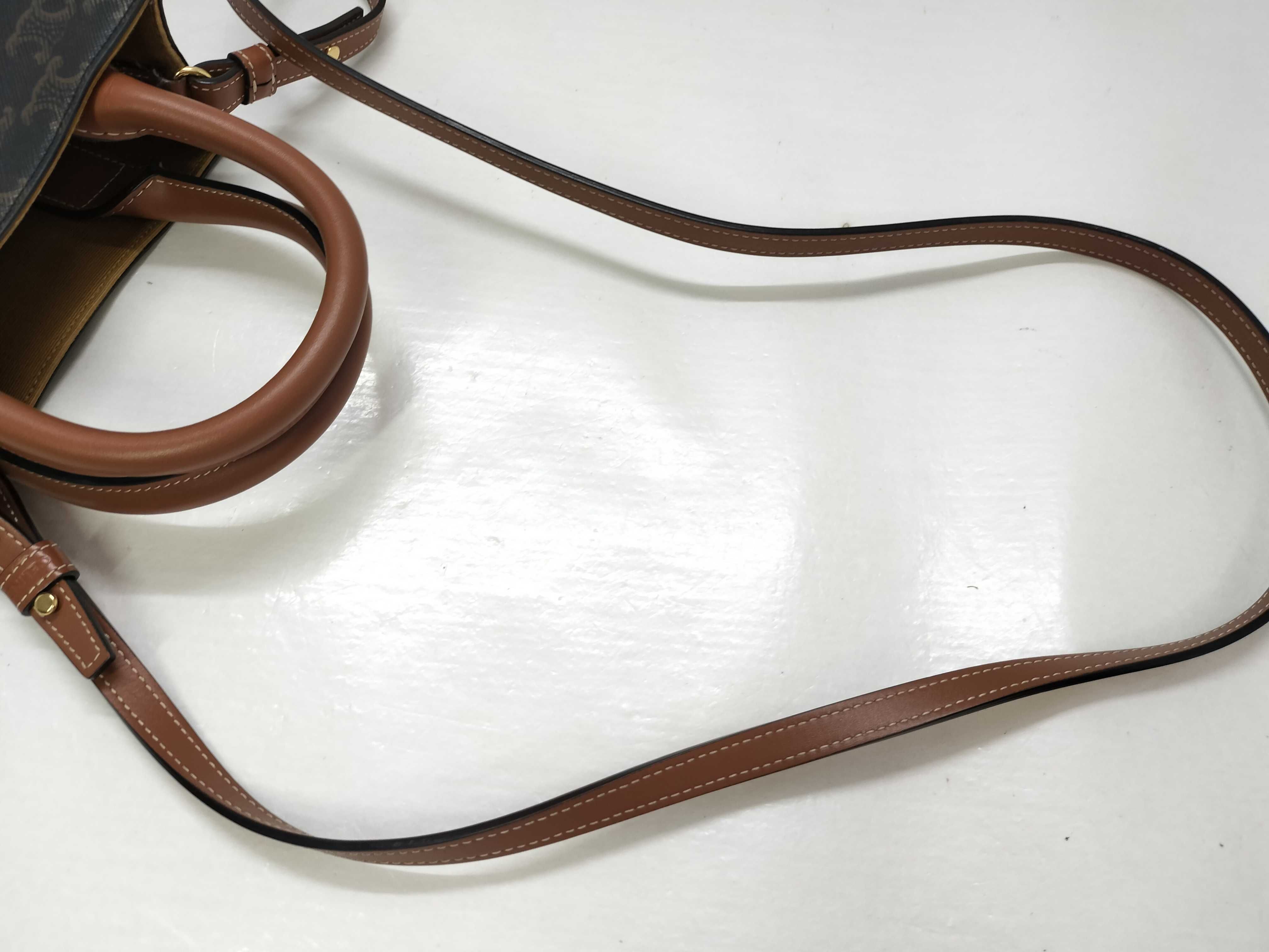 Triomphe Mini Vertical Cabas PVC x Leather 2-Way Handbag Brown Handbag — view 3