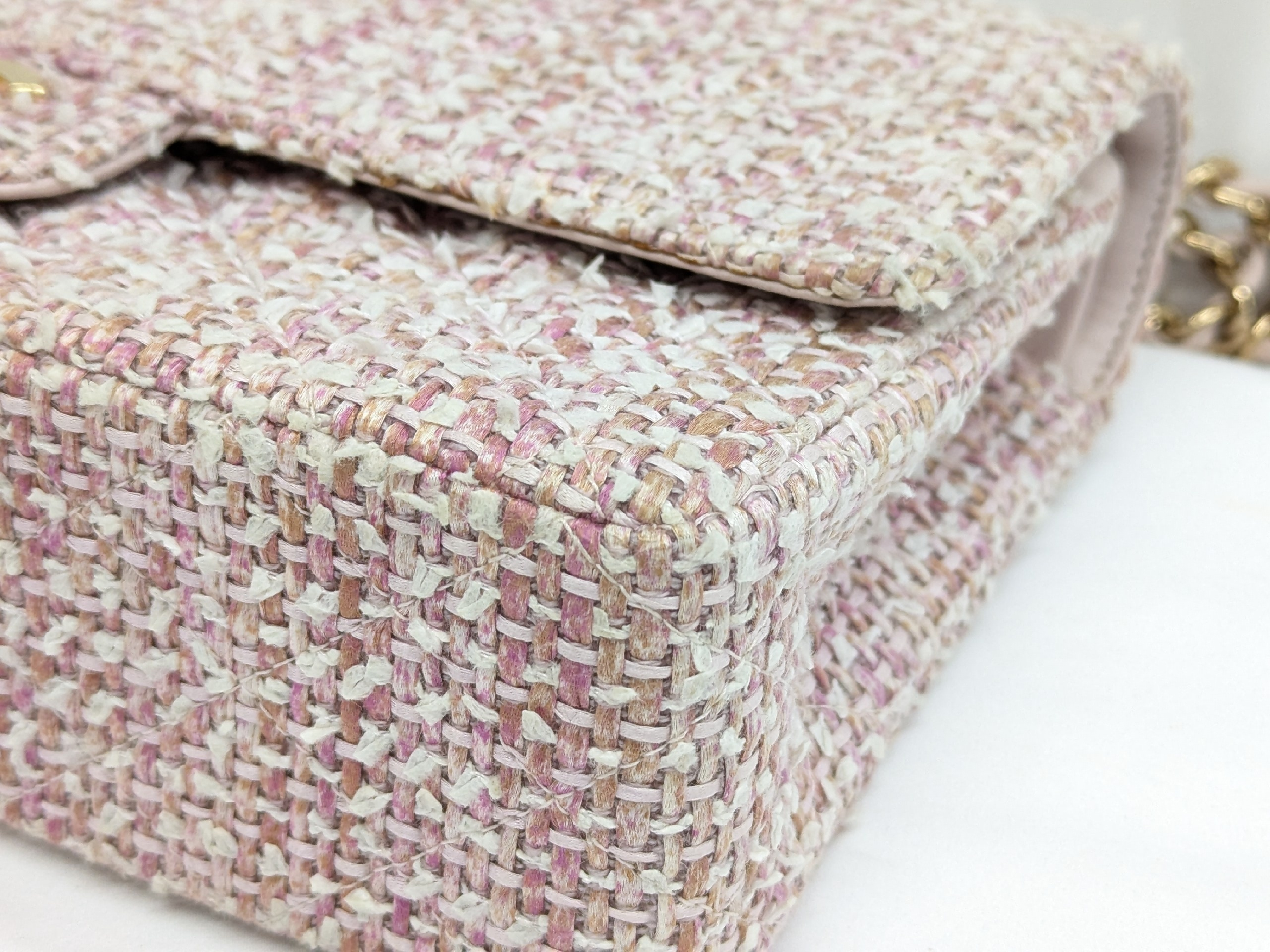 Tweed Double Flap Shoulder Bag, Size 25, Pink, Series 8 — view 4