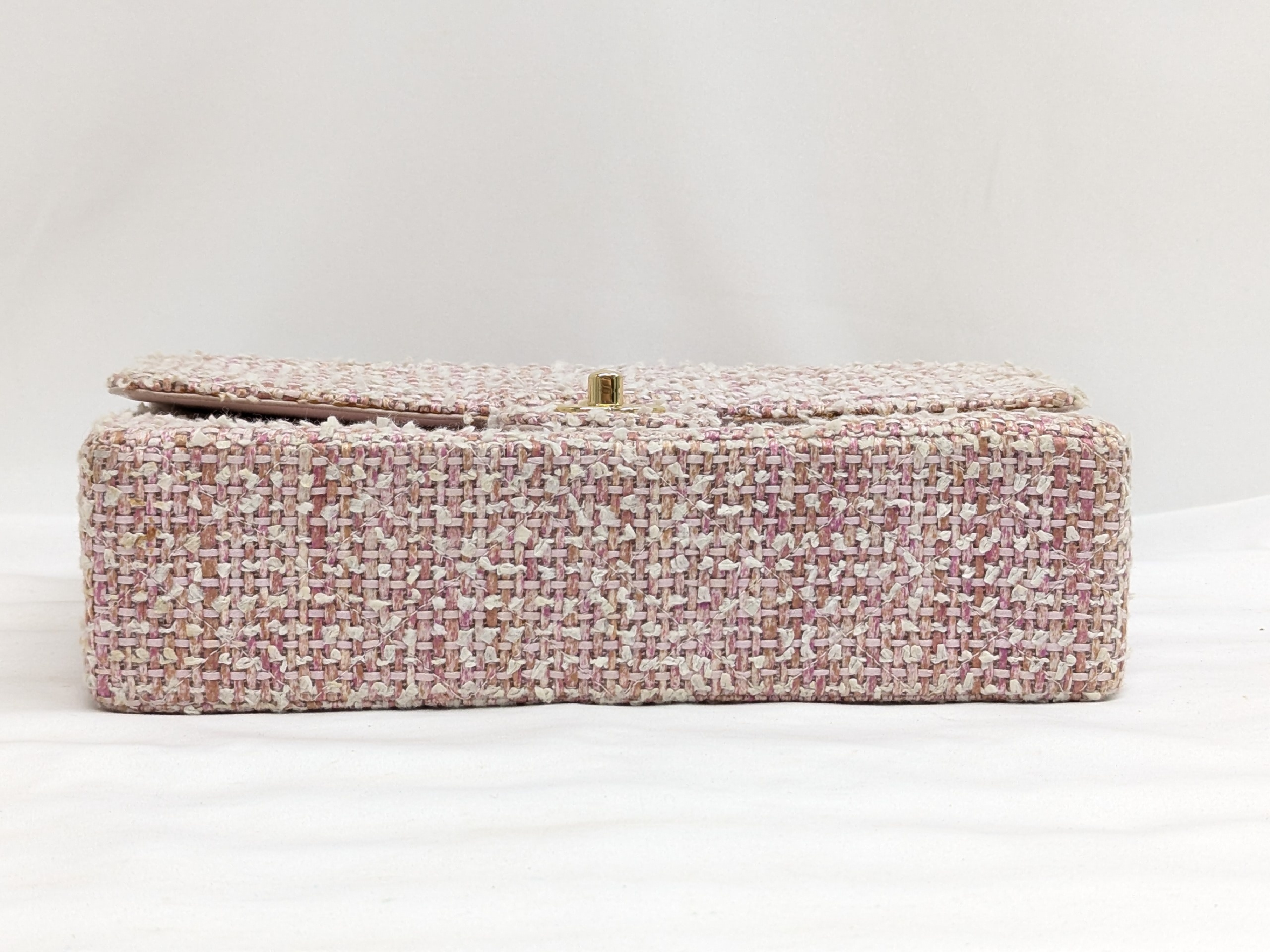Tweed Double Flap Shoulder Bag, Size 25, Pink, Series 8 — view 5