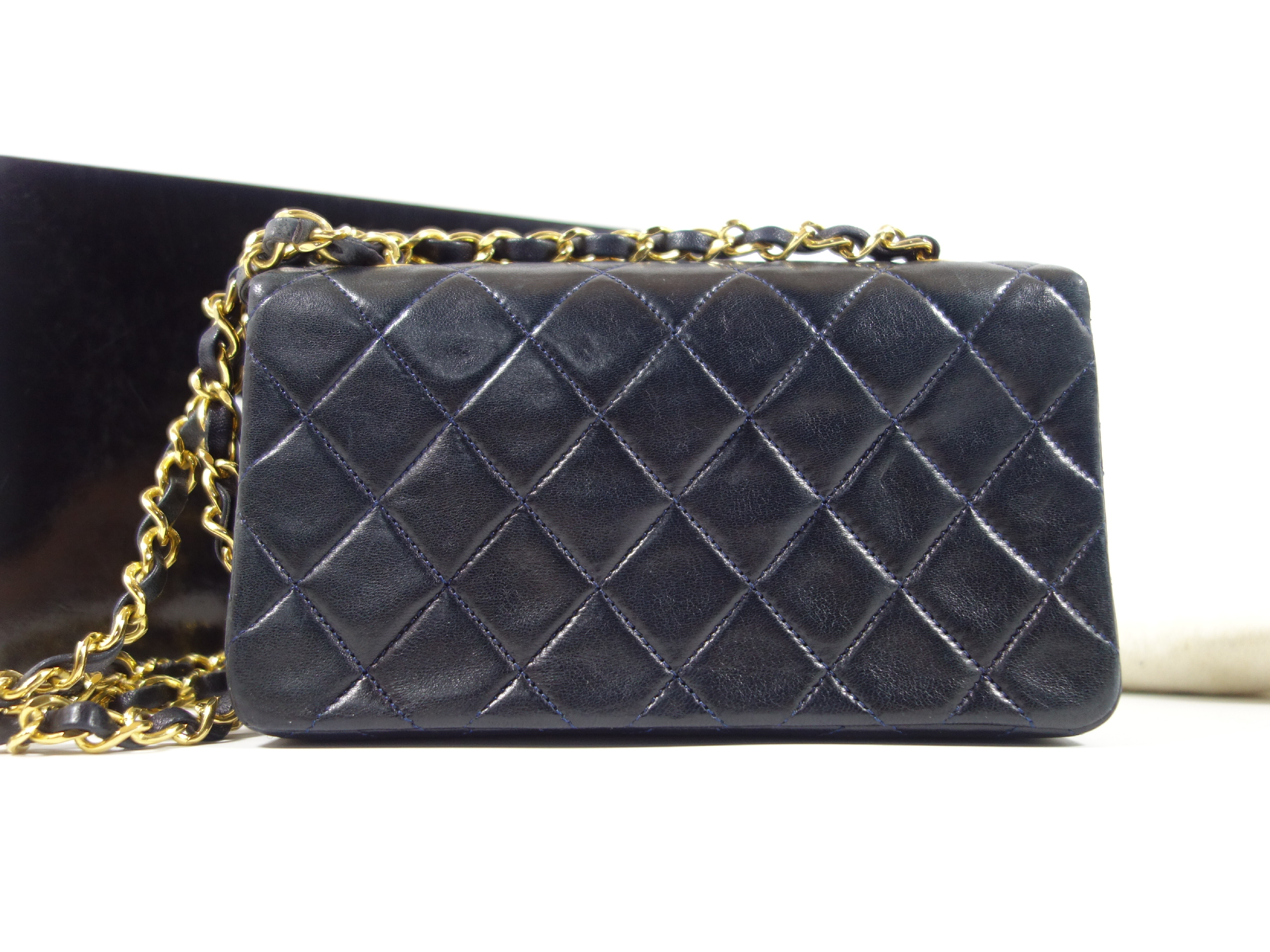 Lambskin Navy Shoulder Bag — view 2