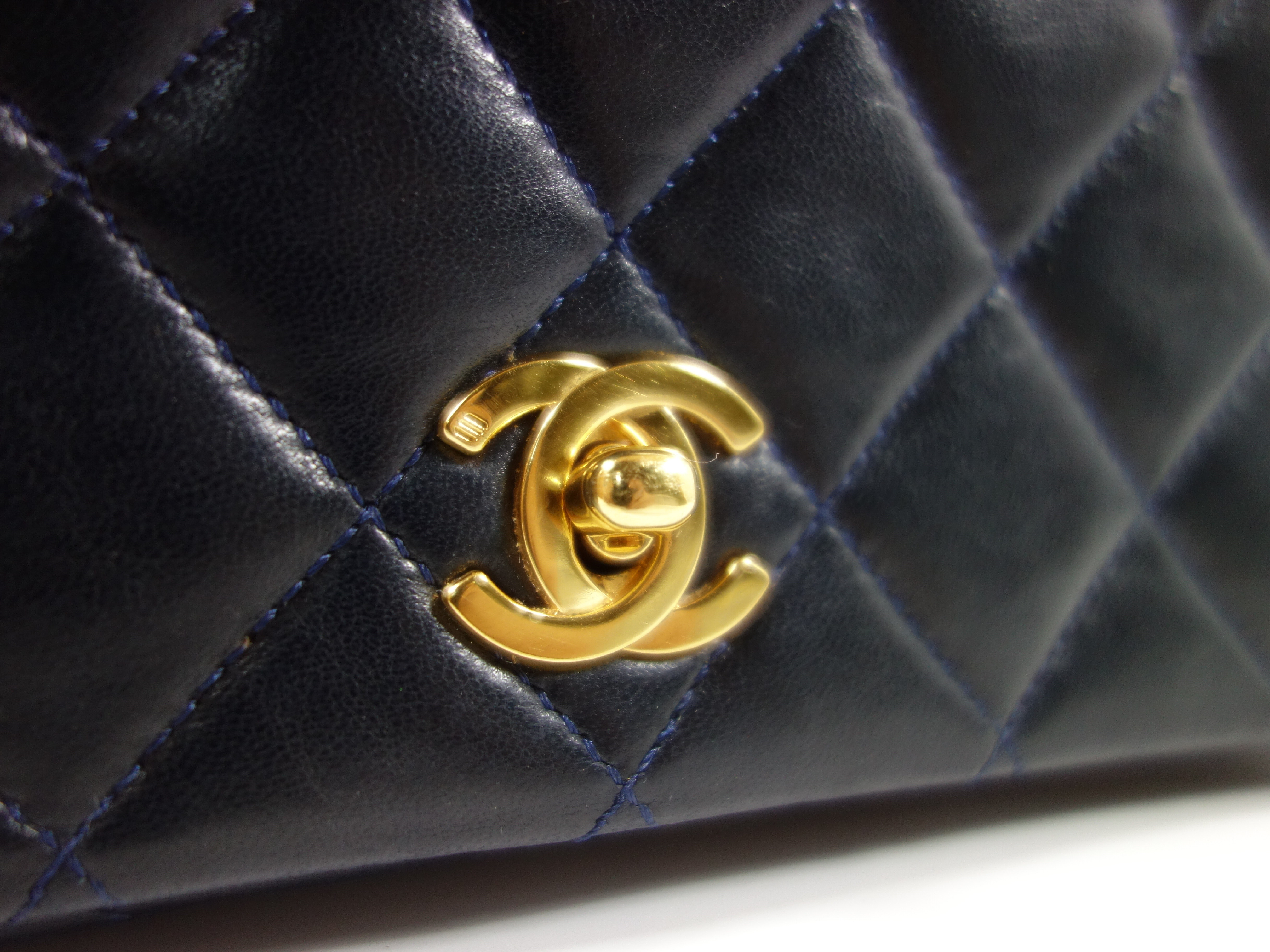 Lambskin Navy Shoulder Bag — view 5