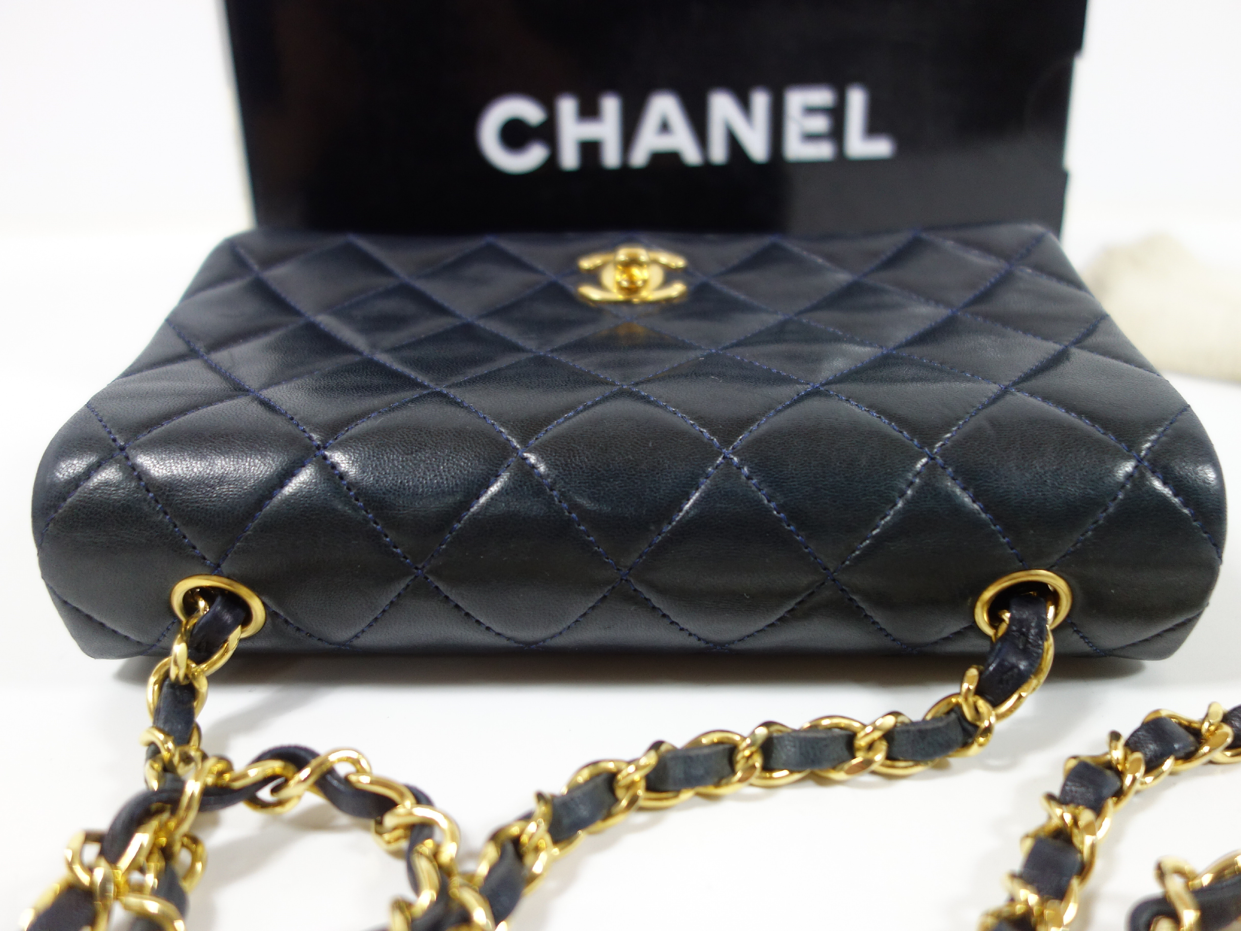 Lambskin Navy Shoulder Bag — view 7