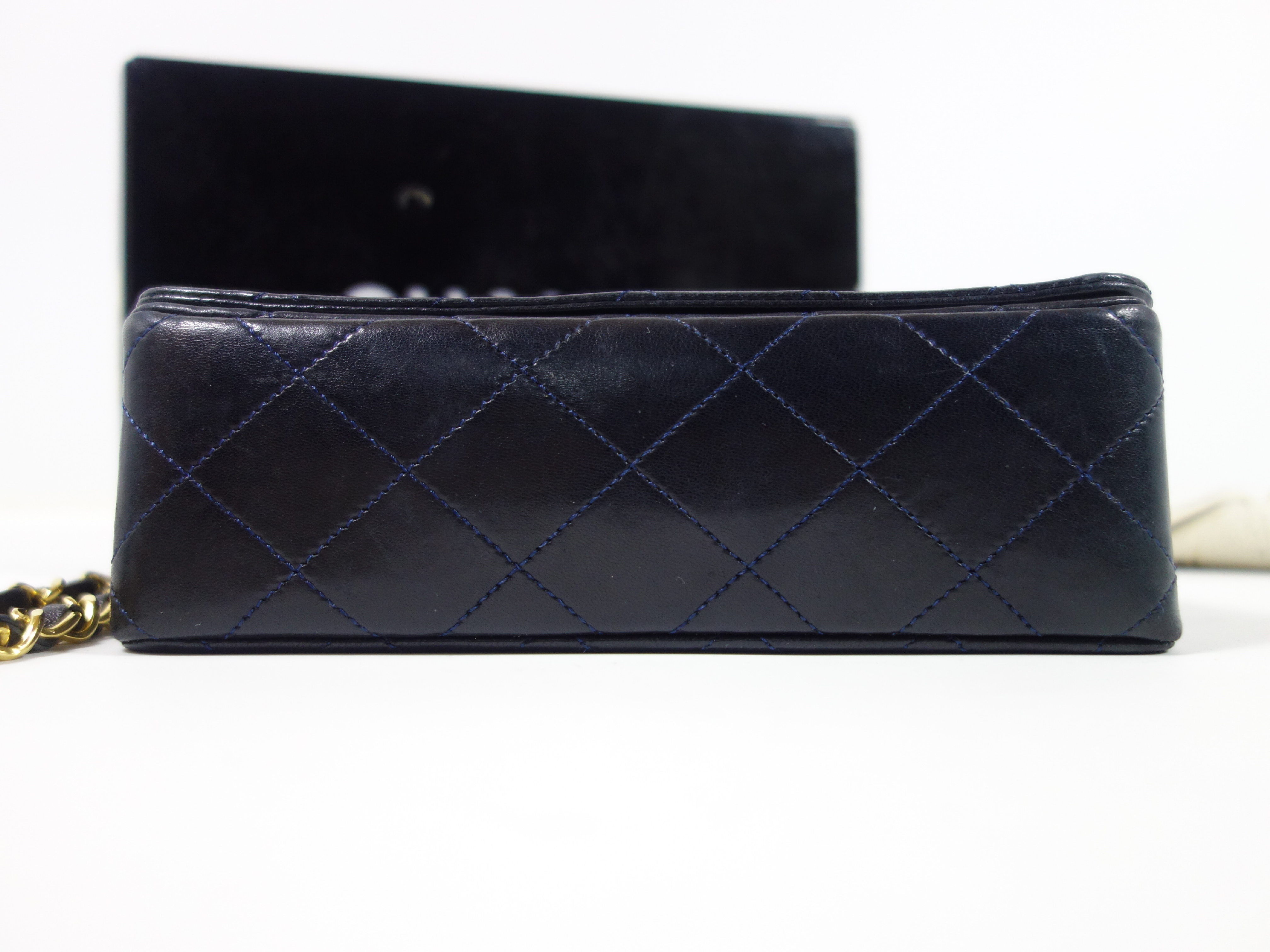 Lambskin Navy Shoulder Bag — view 8