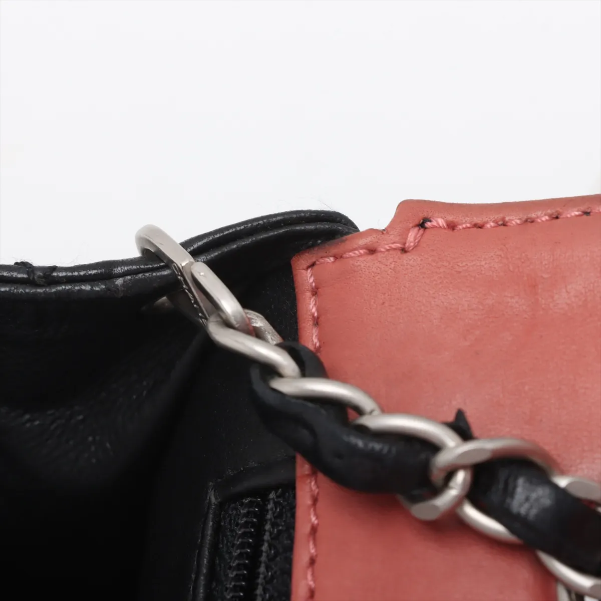 Matelasse Lambskin Single Flap Single Chain Bag Black x Pink Silver Hardware 6321608 6th Series — view 9