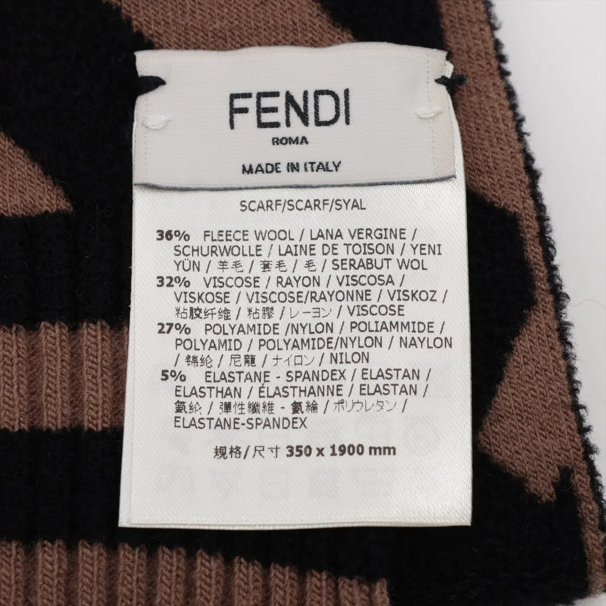 FXT251 Zucca Scarf, Rayon x Nylon x Wool, Beige x Black, — view 3