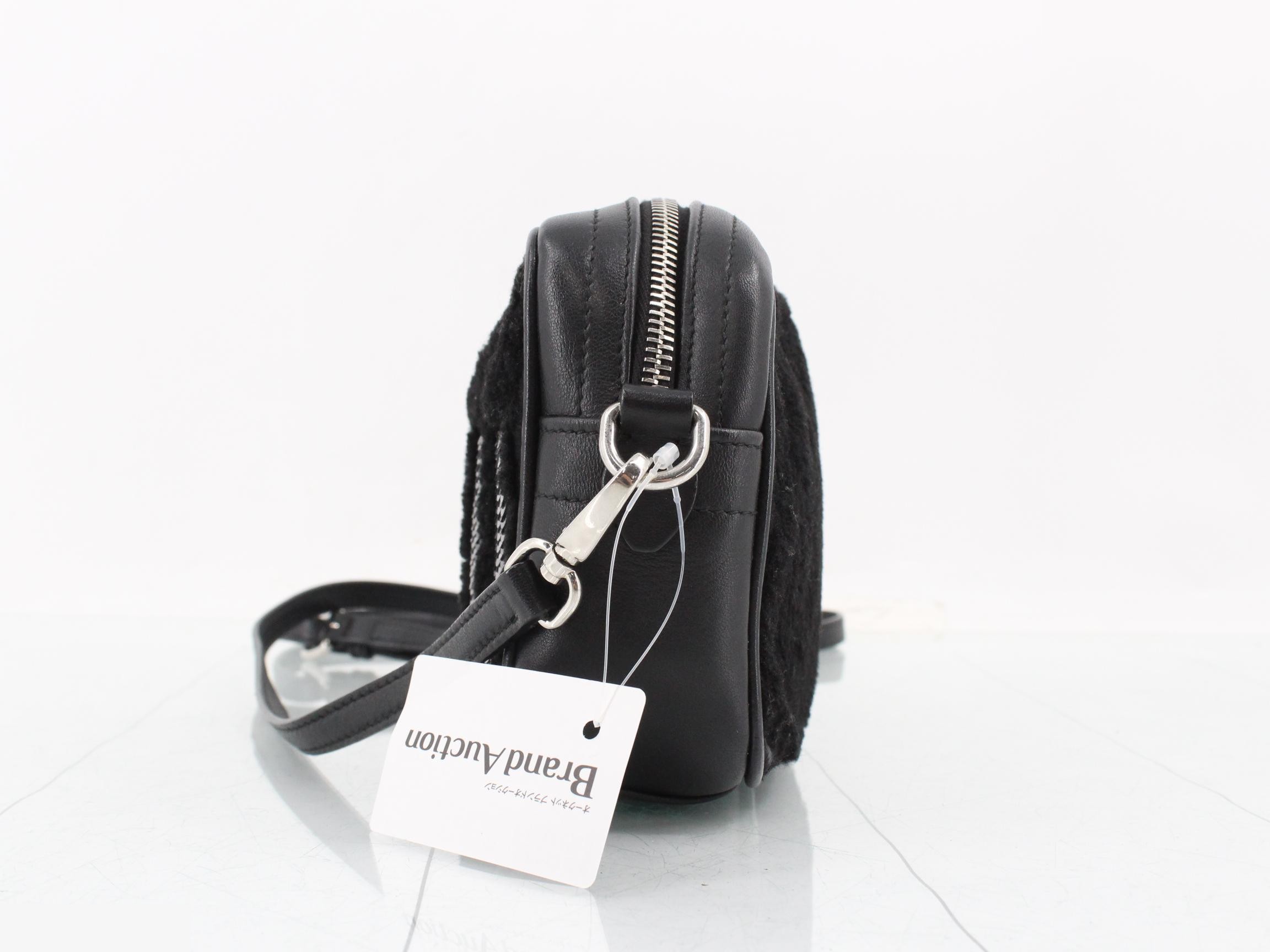 Shoulder bag, black, boa/leather — view 3