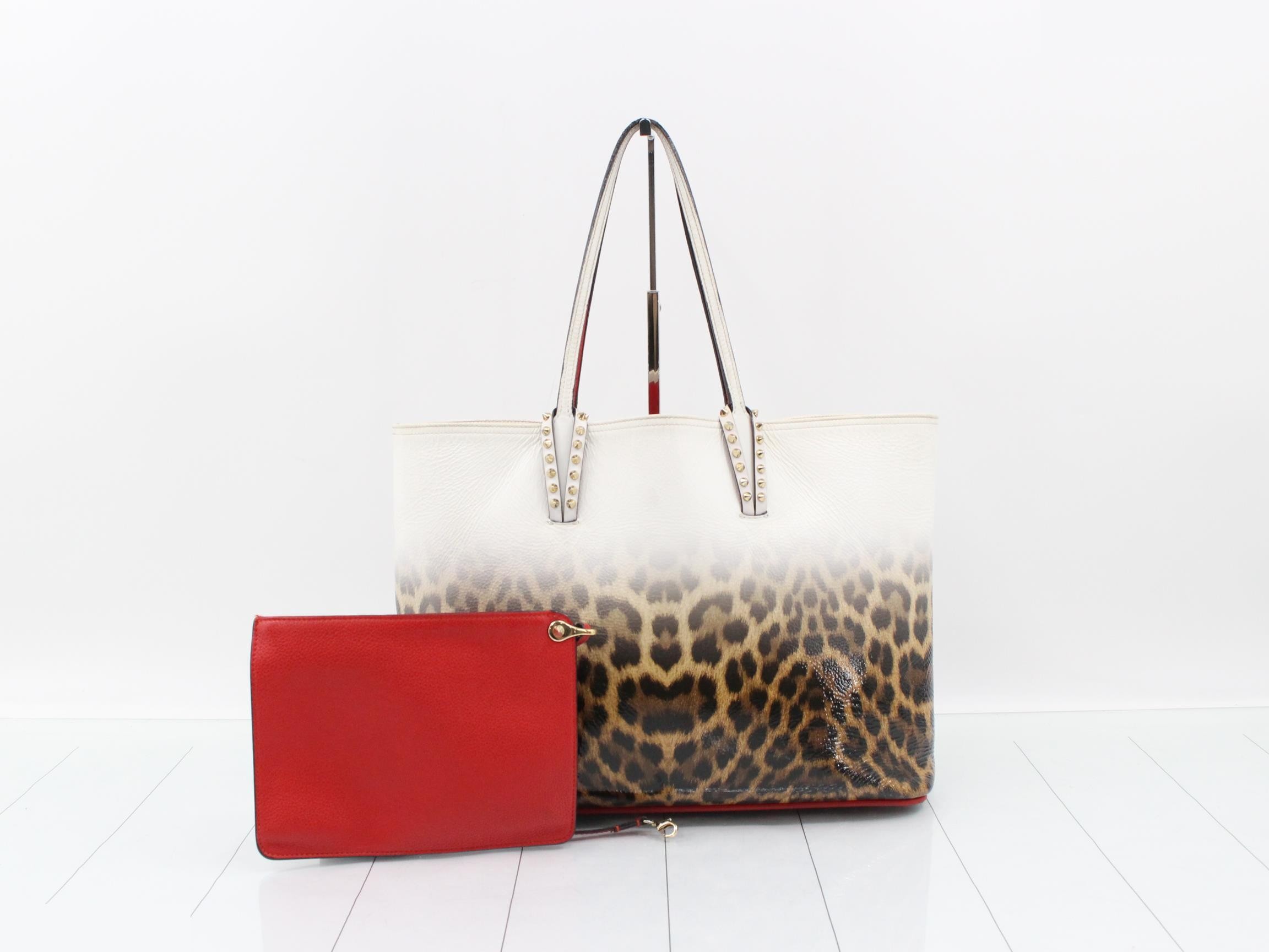 Kabata leopard spike stud tote bag