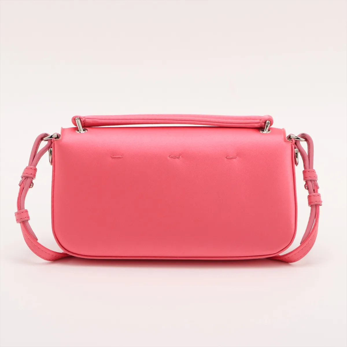 Bucket Satin x Leather 2WAY Handbag Pink 7AS142 — view 2