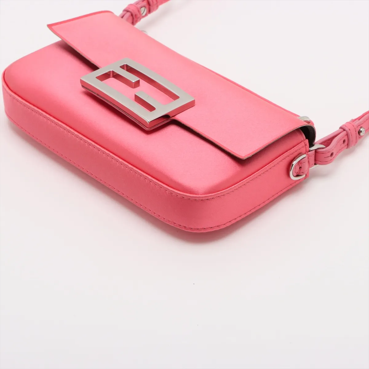 Bucket Satin x Leather 2WAY Handbag Pink 7AS142 — view 3
