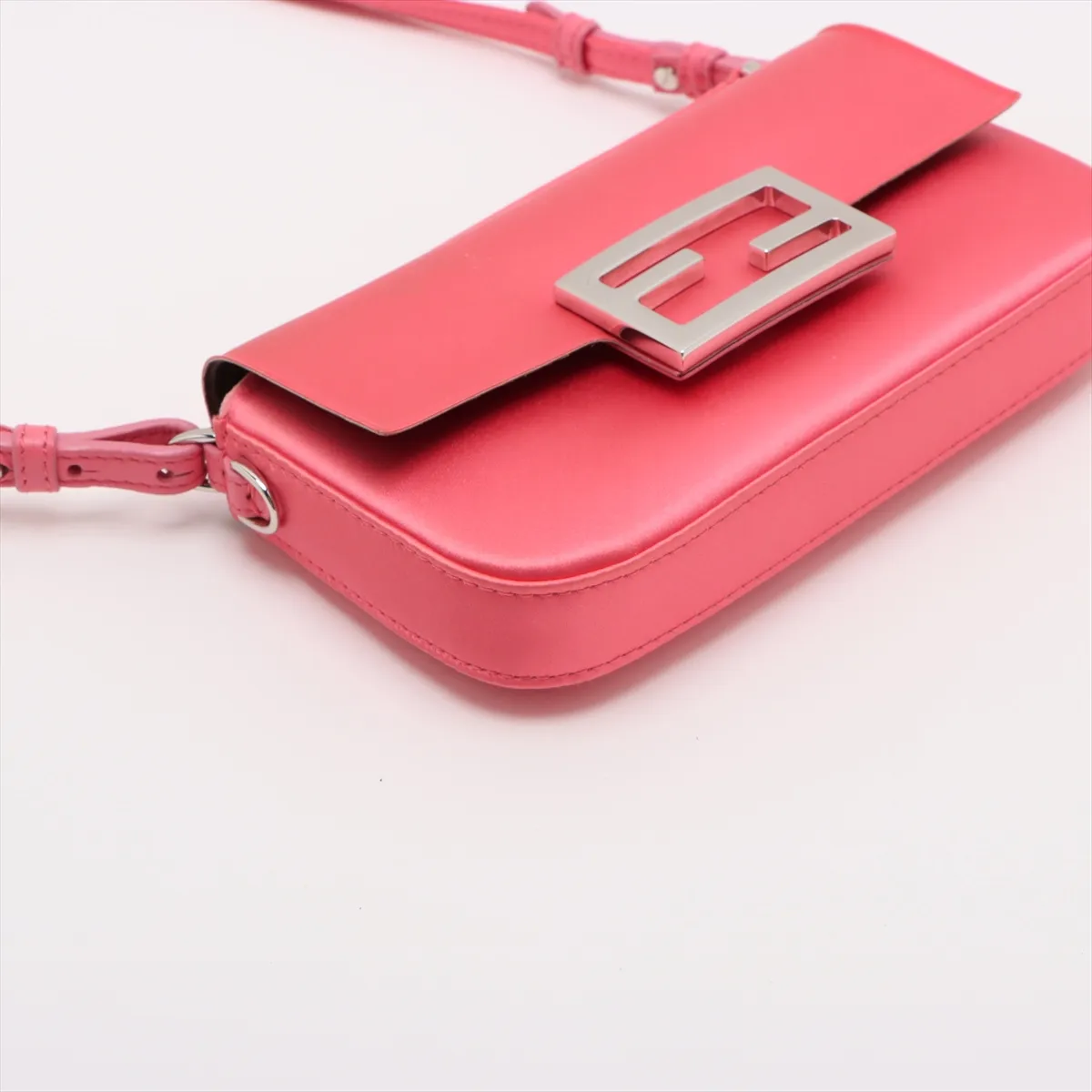 Bucket Satin x Leather 2WAY Handbag Pink 7AS142 — view 4