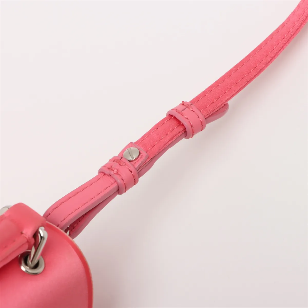 Bucket Satin x Leather 2WAY Handbag Pink 7AS142 — view 10