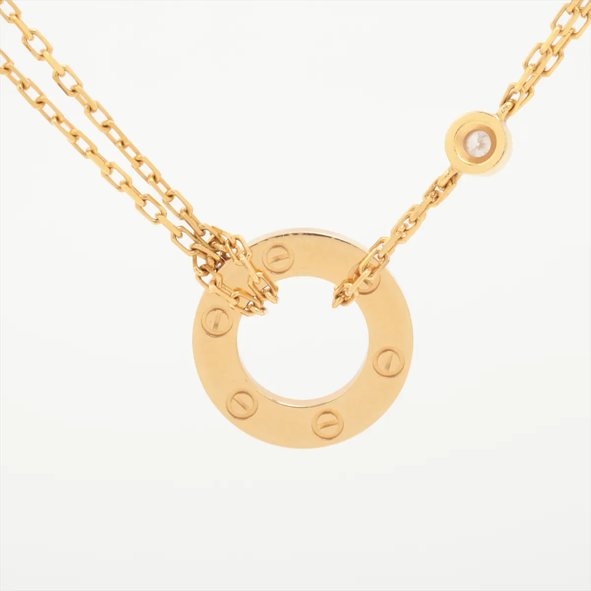 Love Circle 2-Diamond Necklace 750 (Yellow Gold) 6.4g JZX077 — view 2