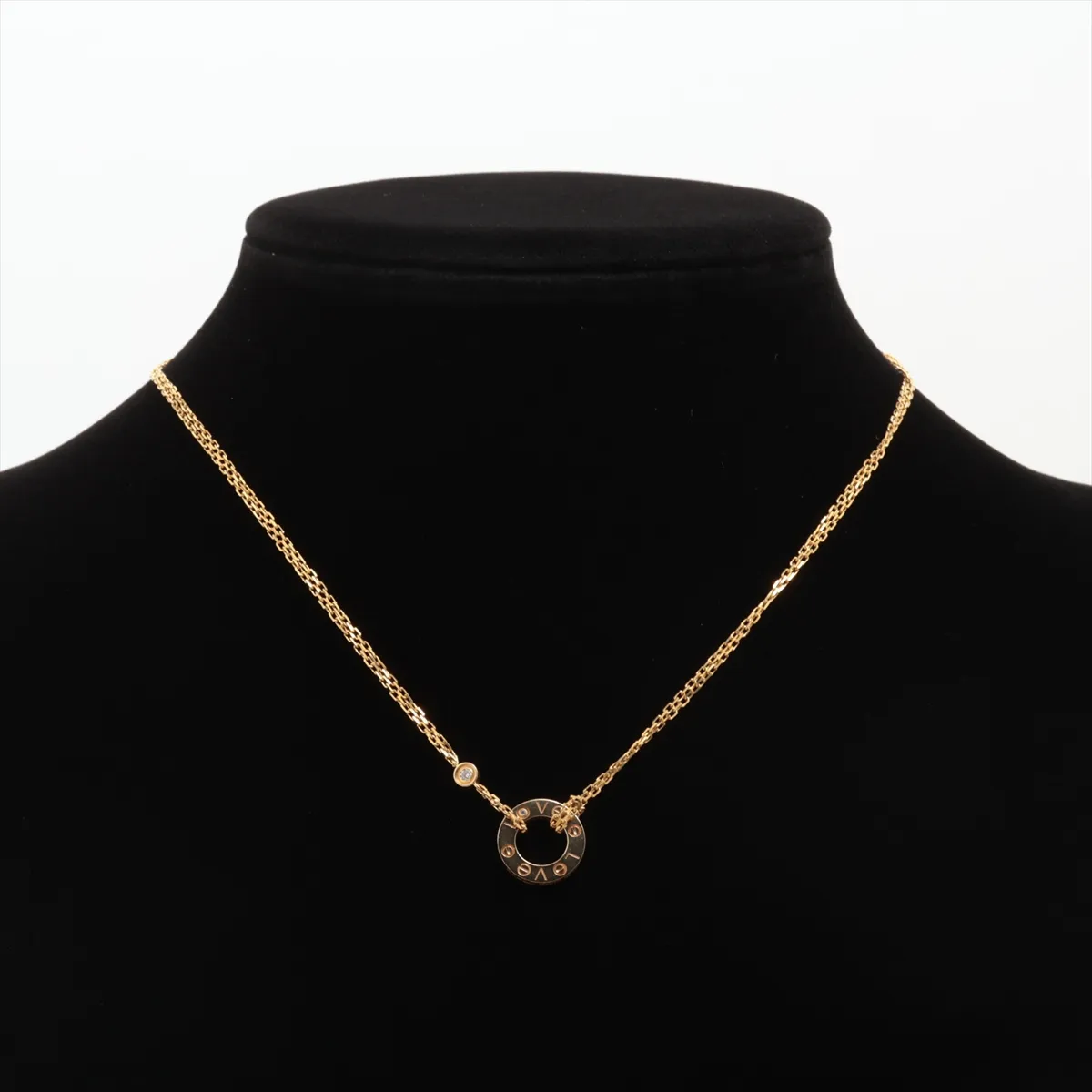 Love Circle 2-Diamond Necklace 750 (Yellow Gold) 6.4g JZX077 — view 5