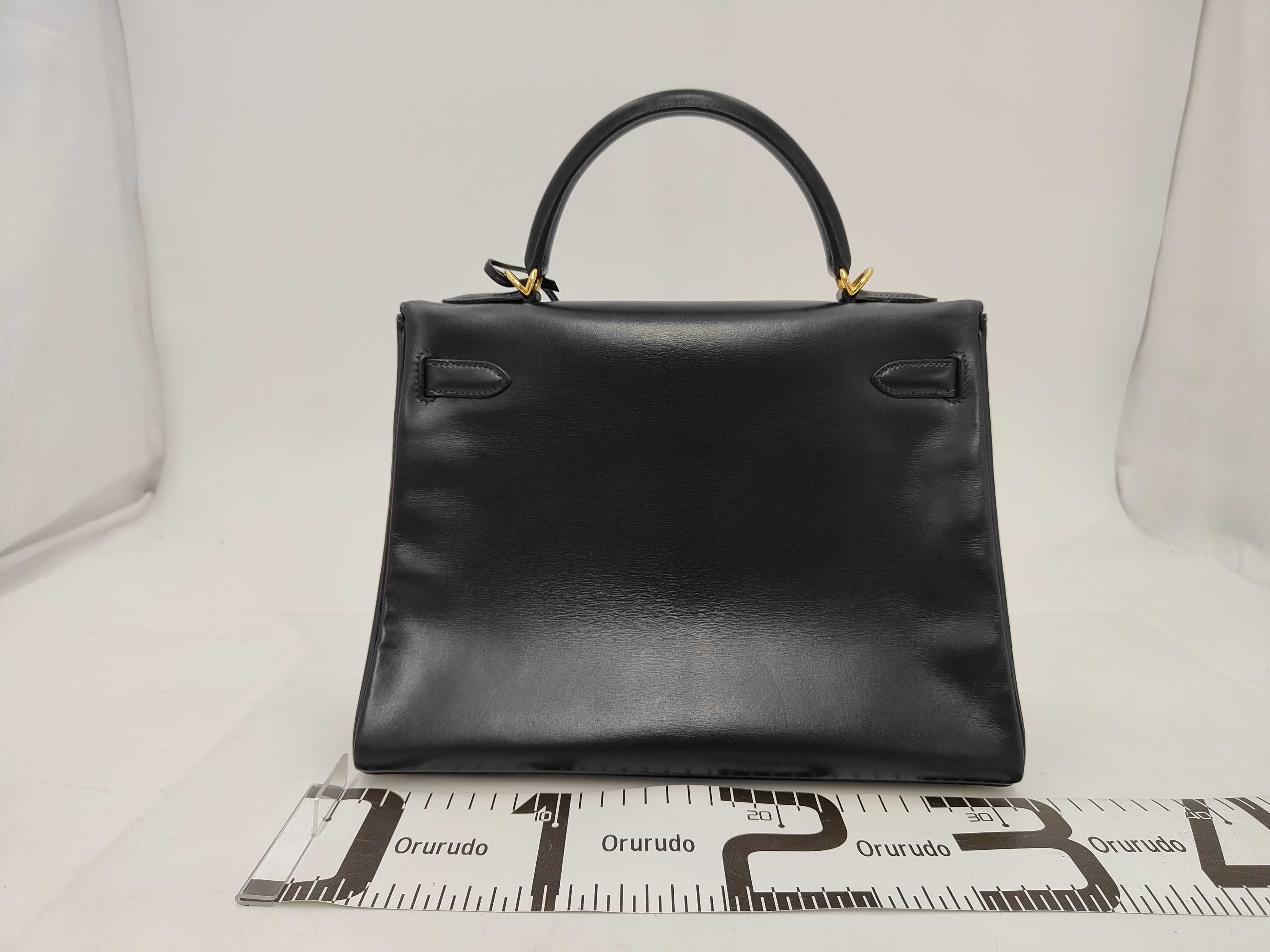 Tadelakt Kelly 32 Navy F stamp Bag 58 Handbag — view 2