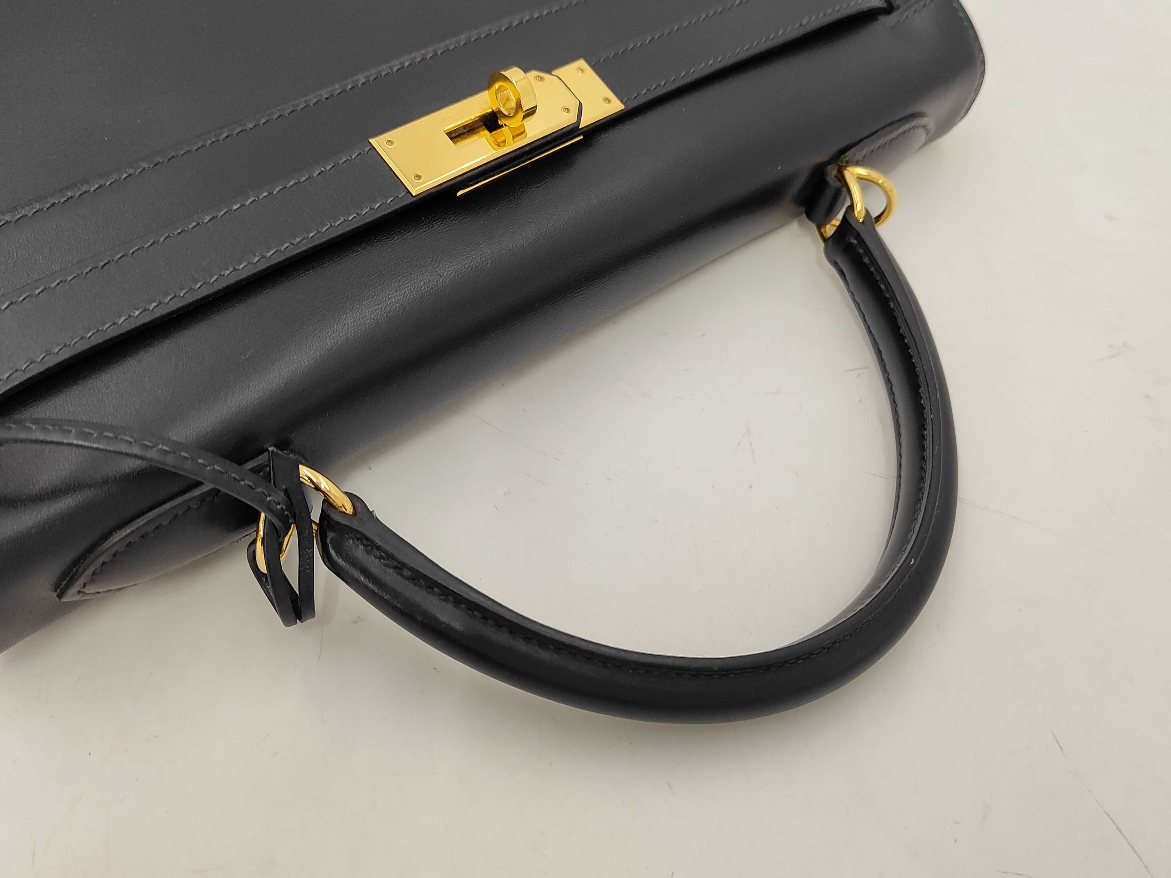 Tadelakt Kelly 32 Navy F stamp Bag 58 Handbag — view 3