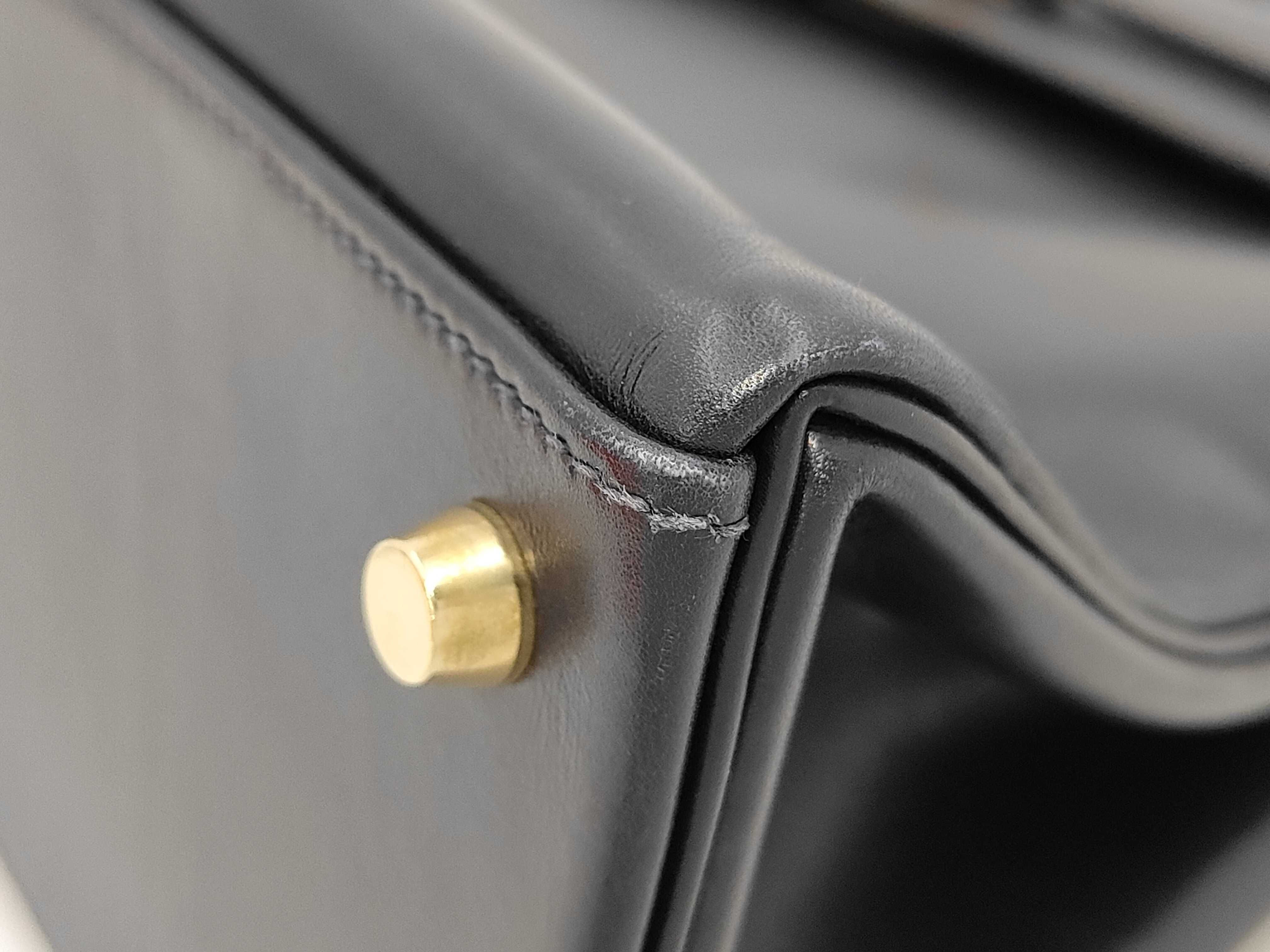 Tadelakt Kelly 32 Navy F stamp Bag 58 Handbag — view 7