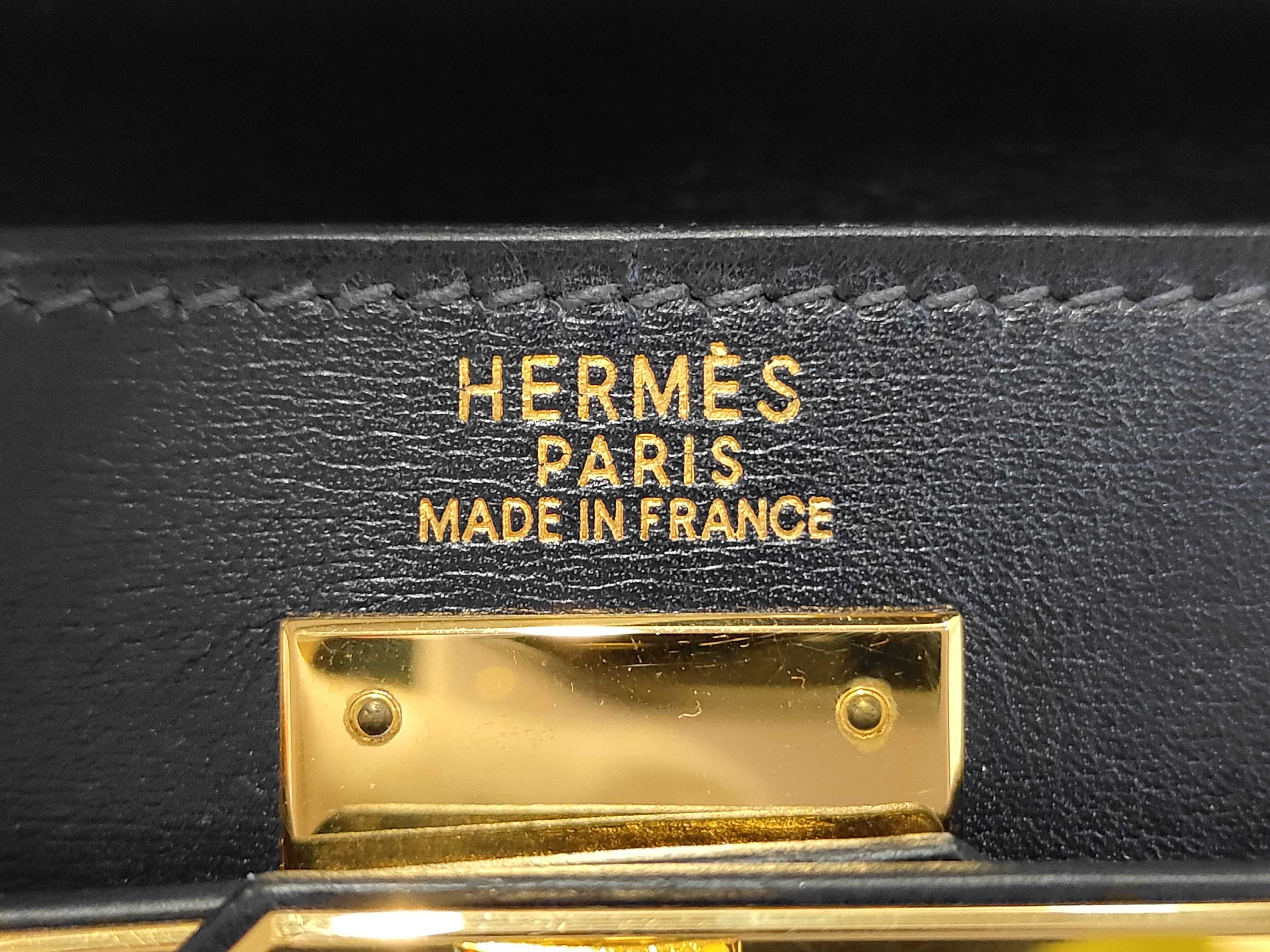 Tadelakt Kelly 32 Navy F stamp Bag 58 Handbag — view 10