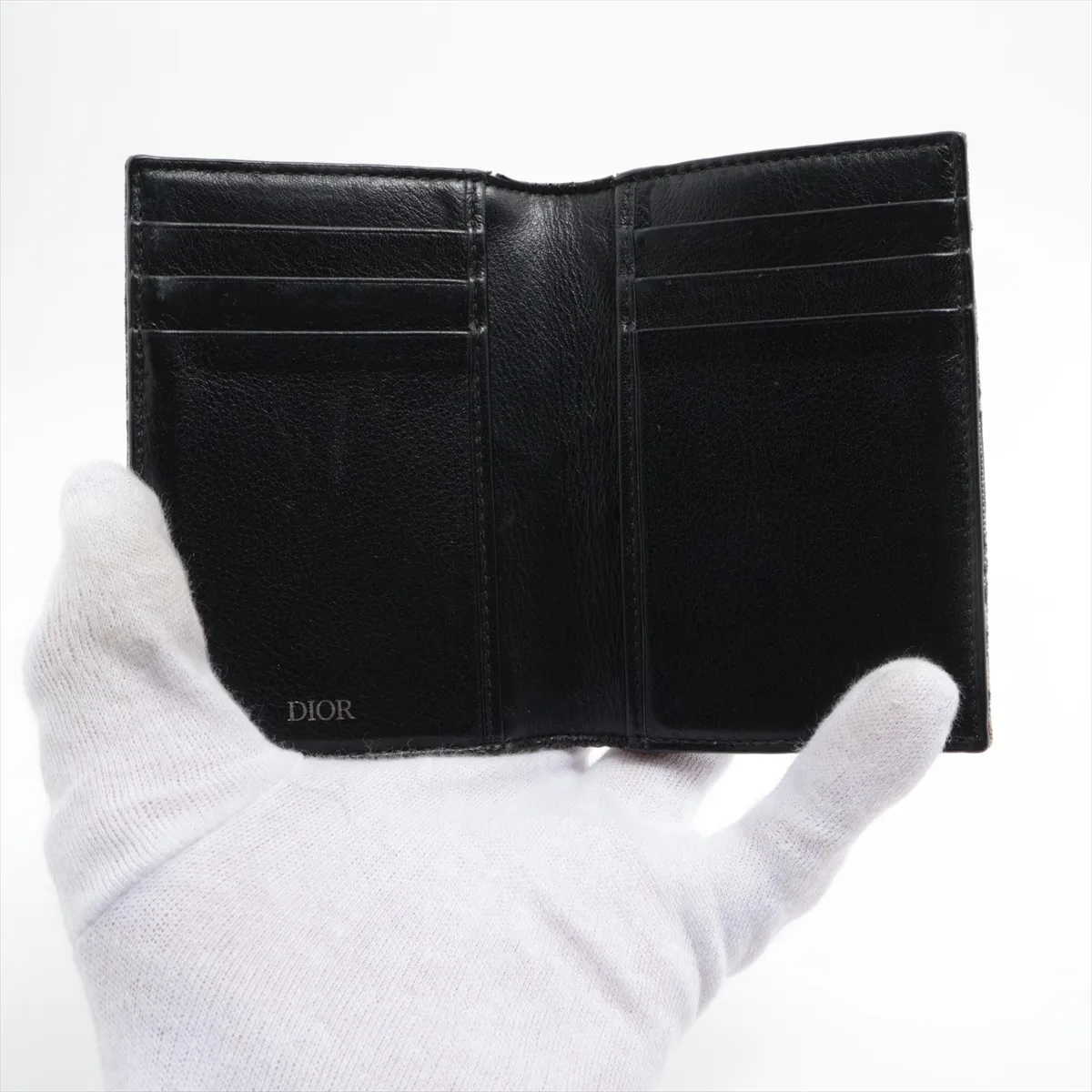 Oblique Canvas x Leather Card Case, Black — view 3