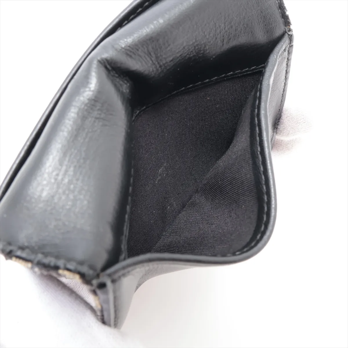 Oblique Canvas x Leather Card Case, Black — view 4