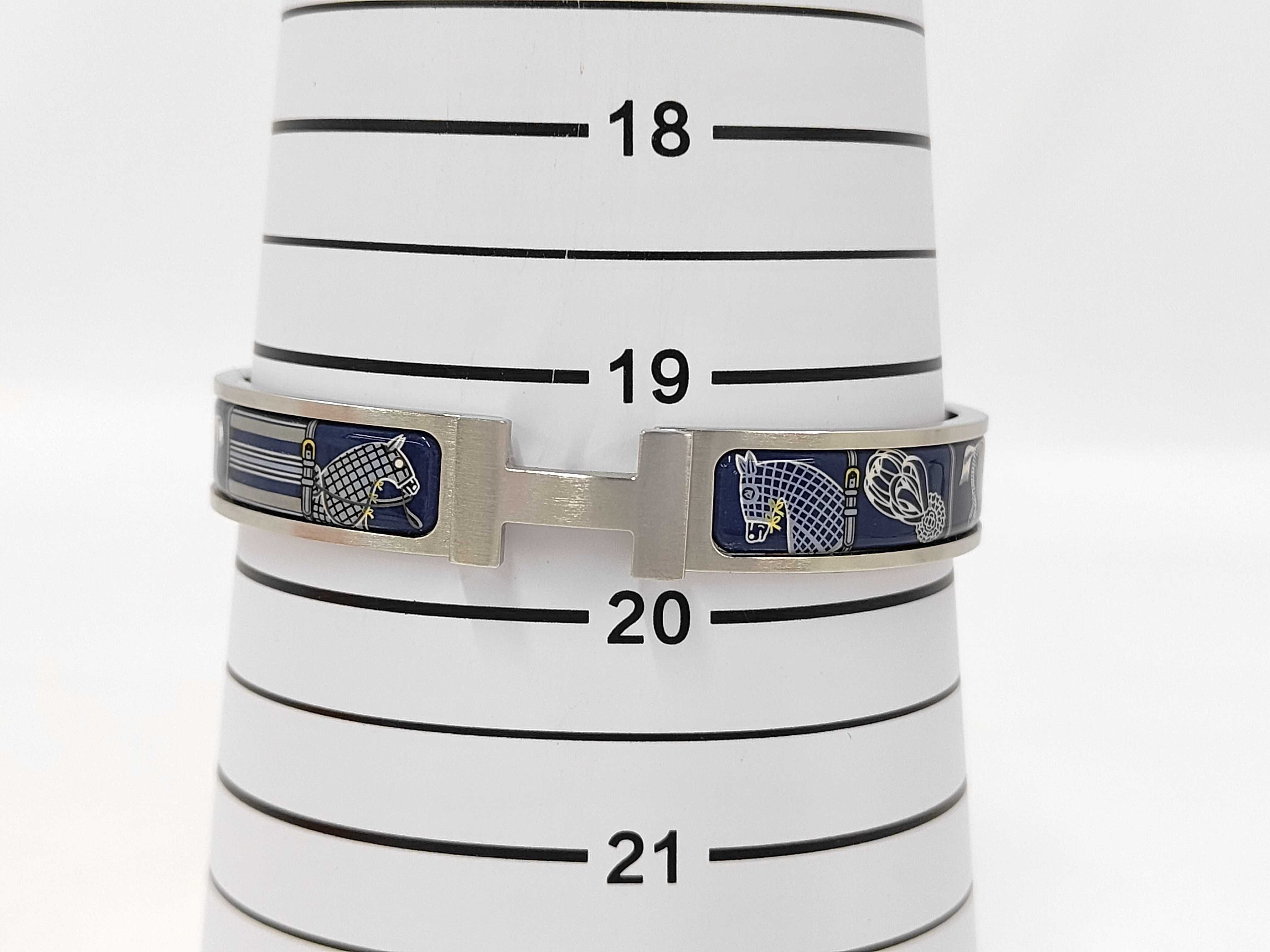 Clic HH Horse Blanket Bracelet/Bangle, Blue, Size T6 — view 5
