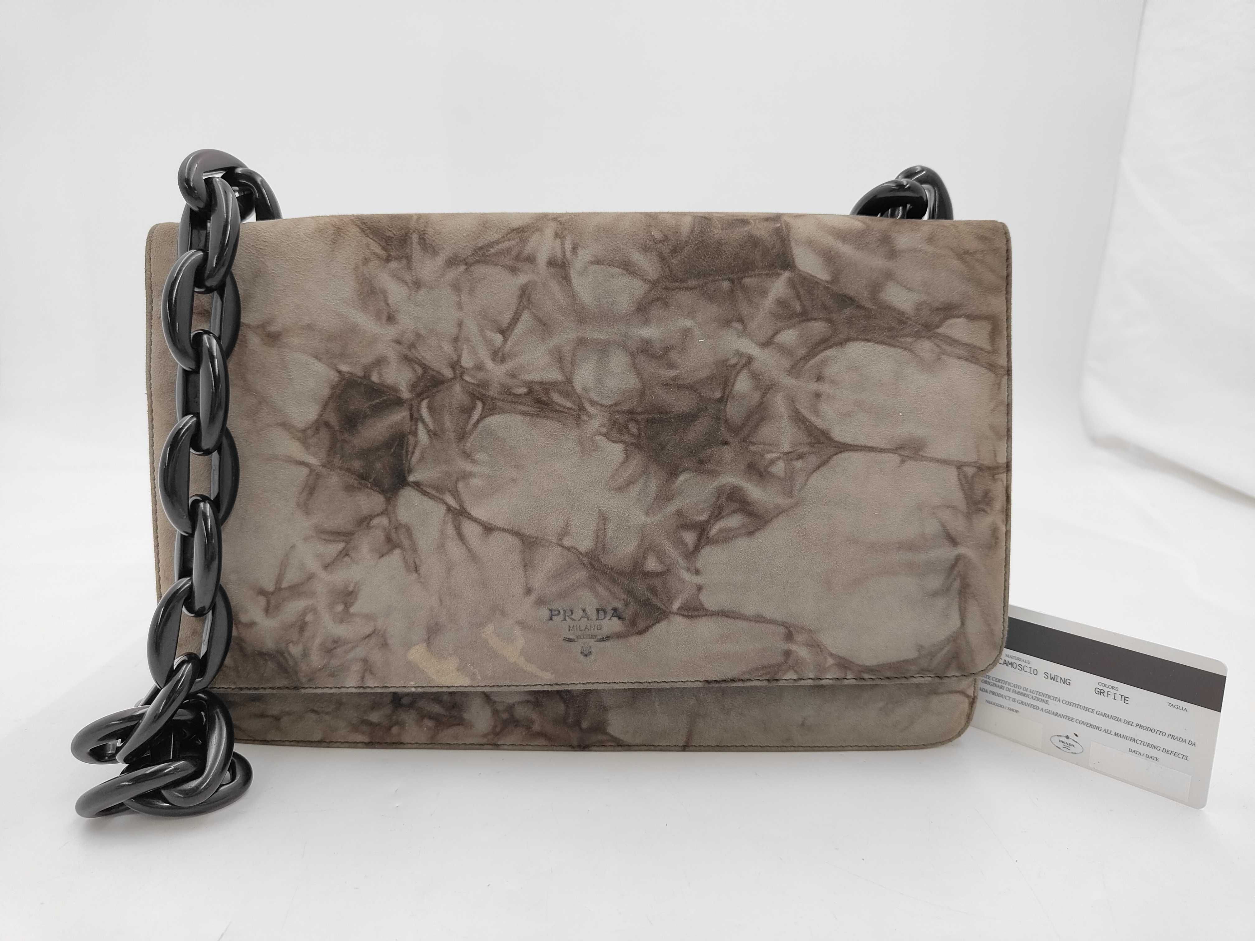 Suede Shoulder Bag with Chain