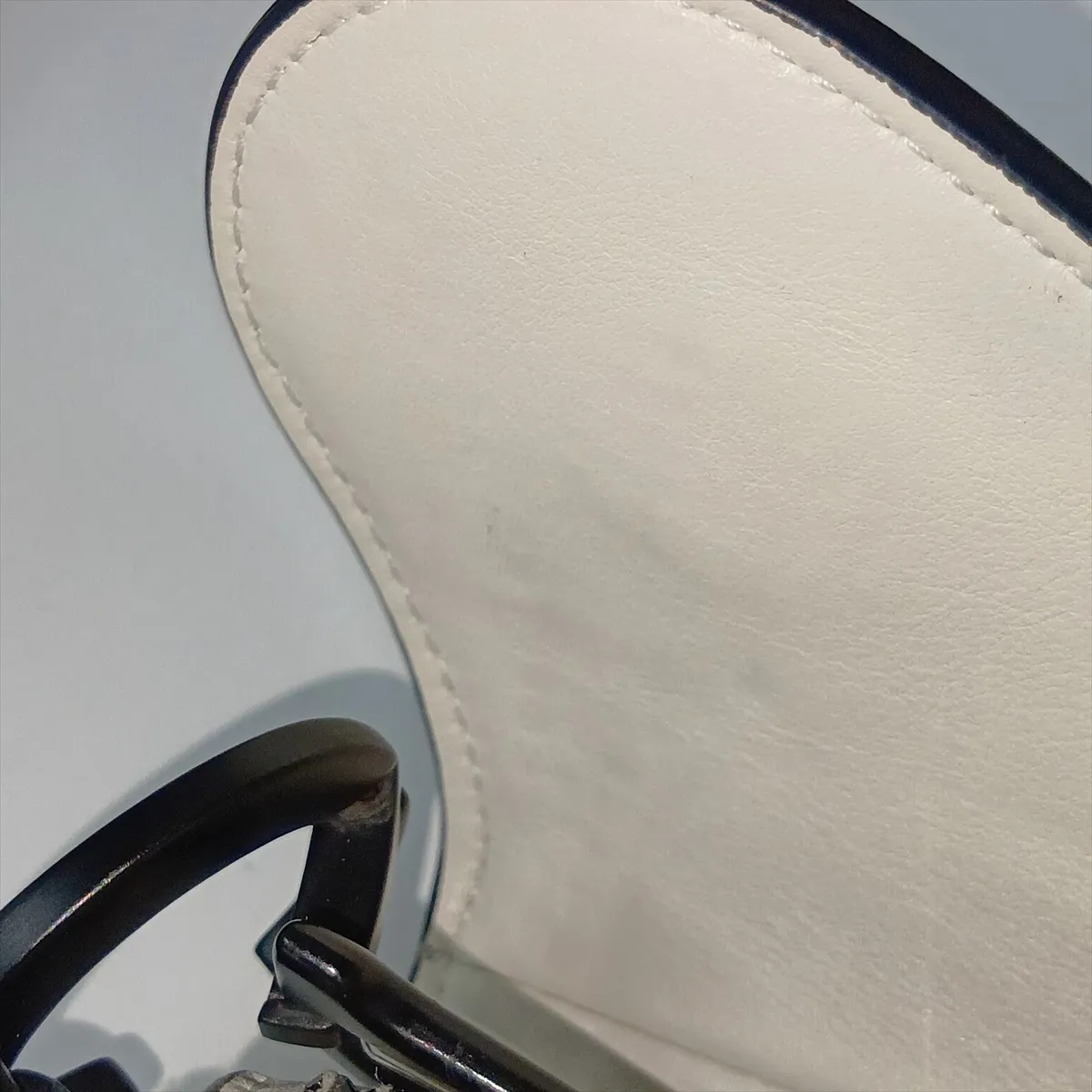 Saddle Bag, Leather x Rhinestone, 2-Way Handbag, White x Black, Decorations Removed — view 14