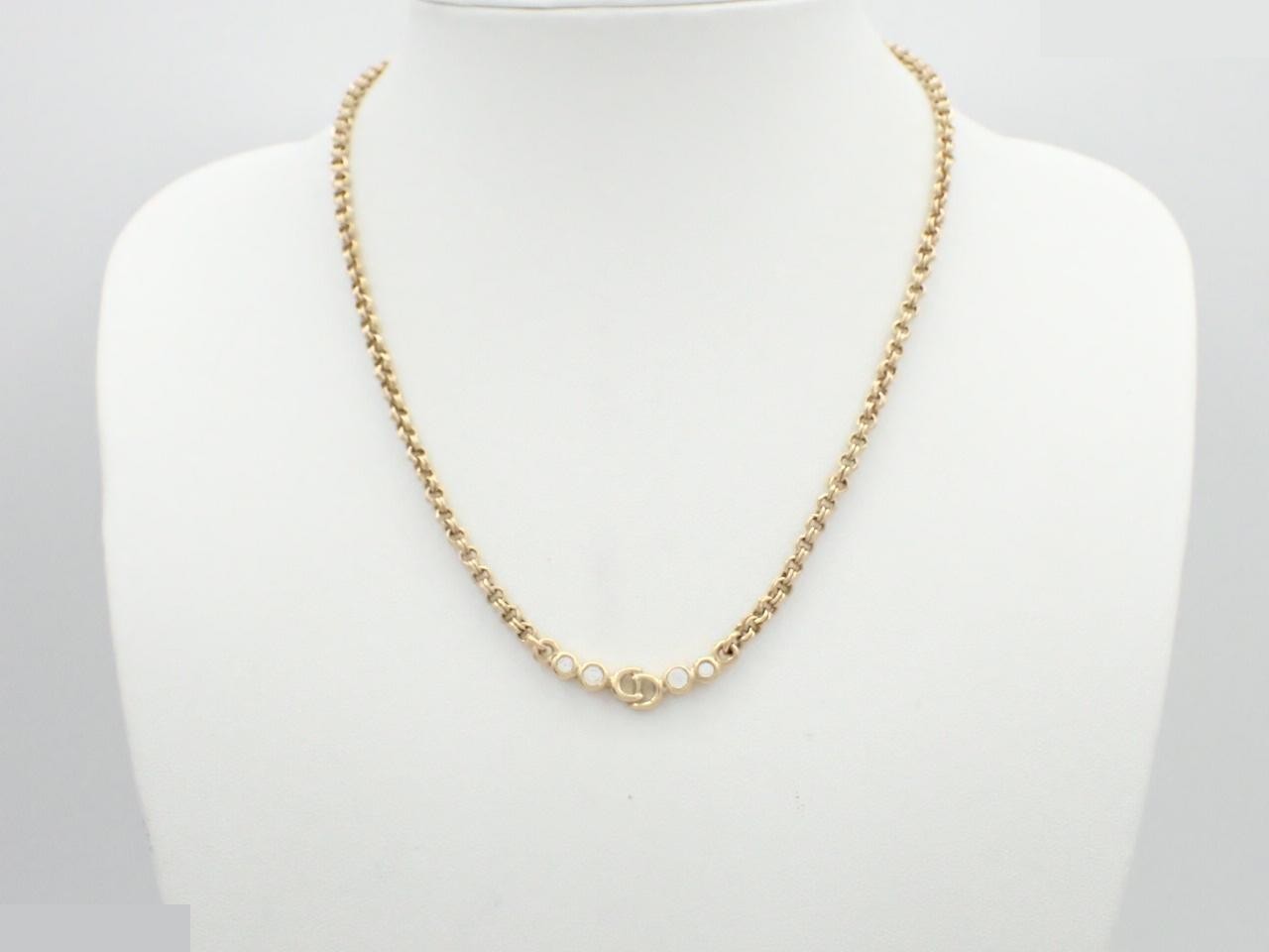 CD logo, rhinestone, gold (GP), 42cm chain. — view 3