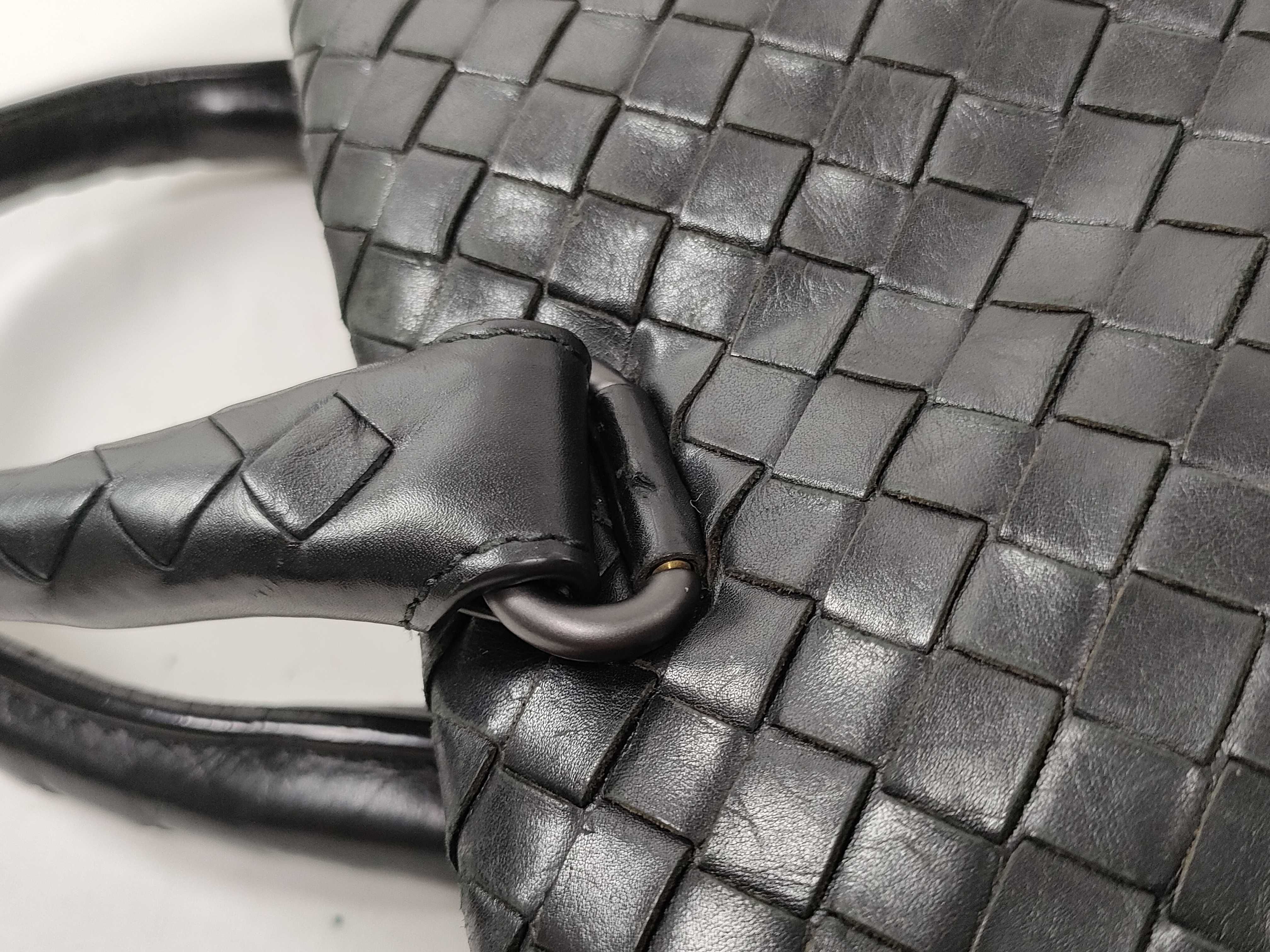Intrecciato Leather Business Bag, Black Tote Bag — view 5