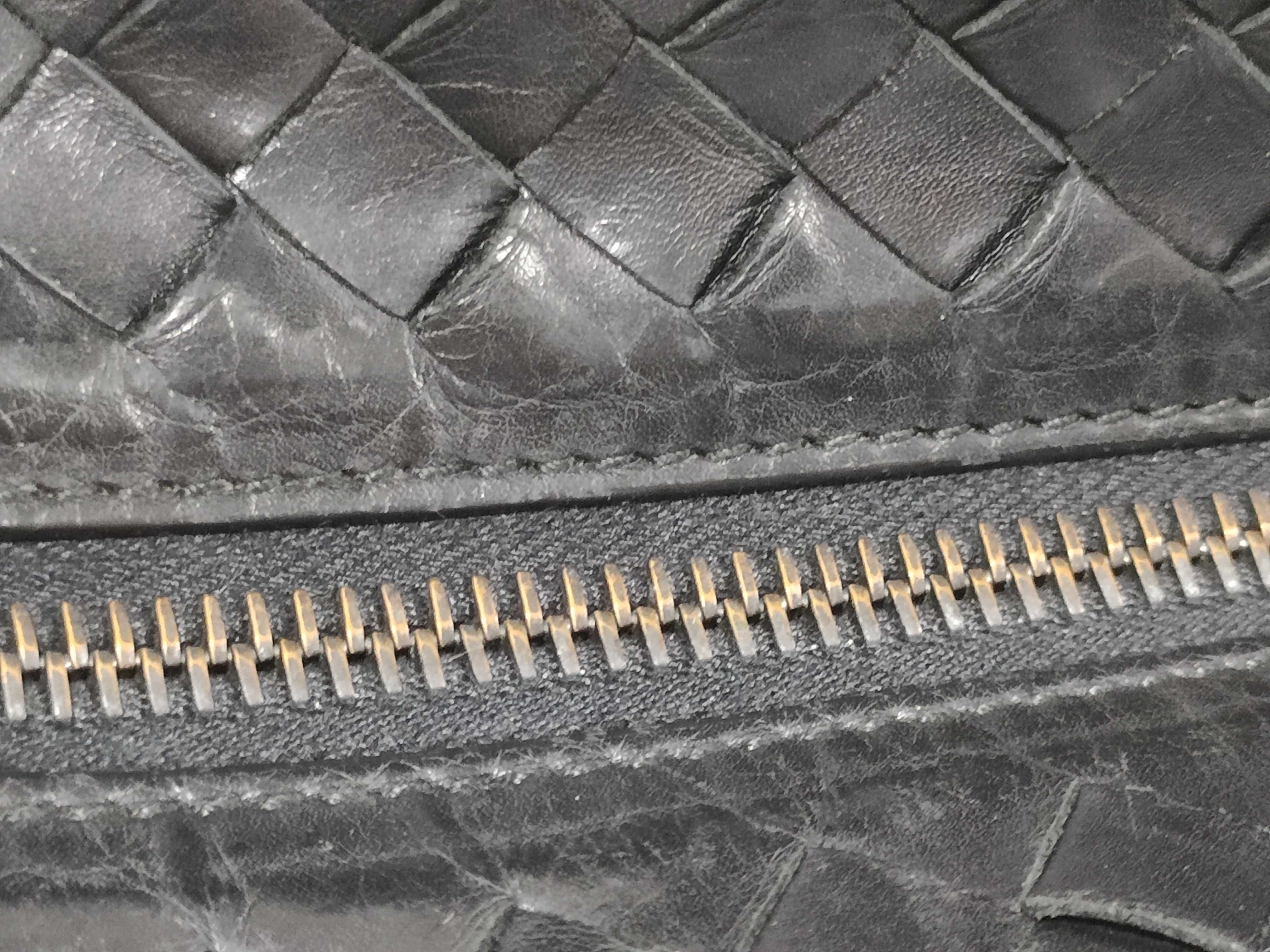 Intrecciato Leather Business Bag, Black Tote Bag — view 9