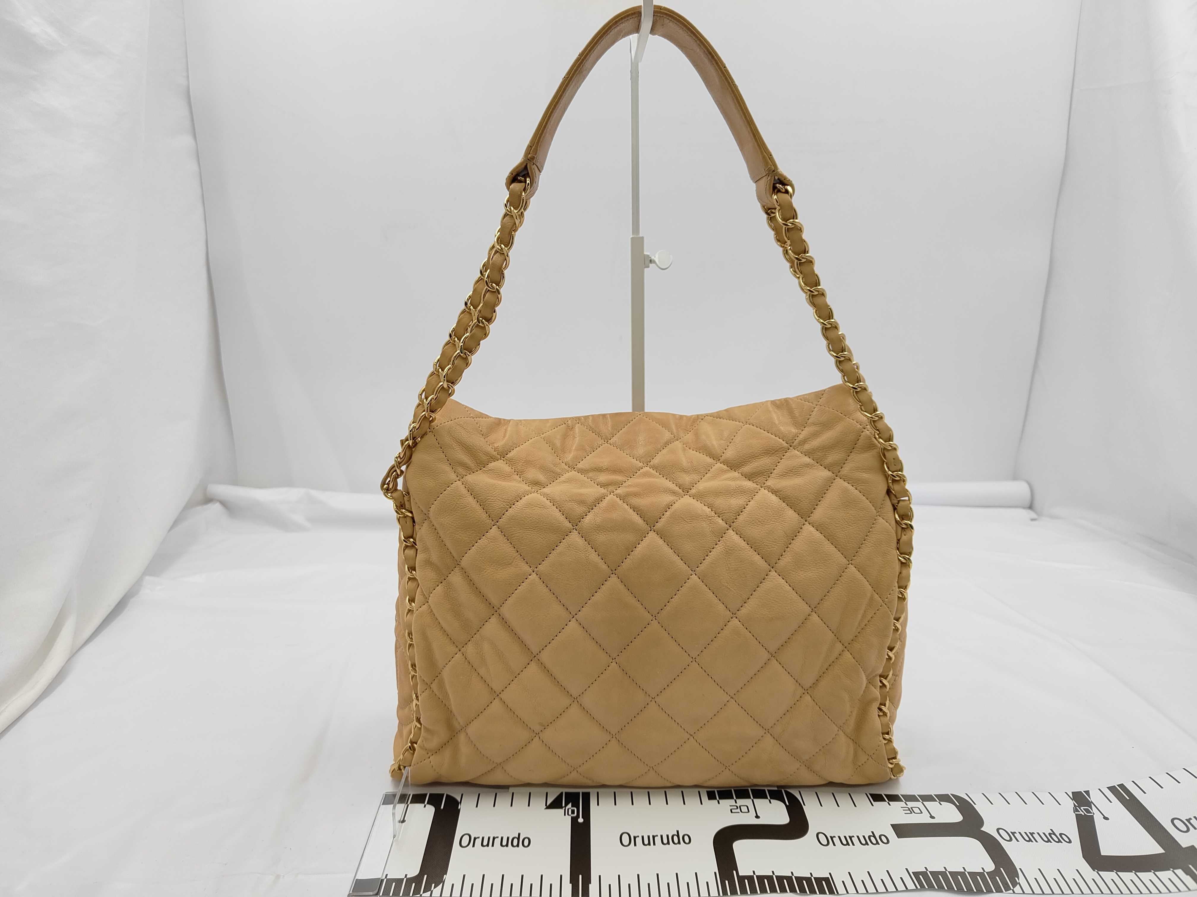 Soft Lambskin Matelassé Chain Shoulder Bag, Brown, 14698683 — view 2