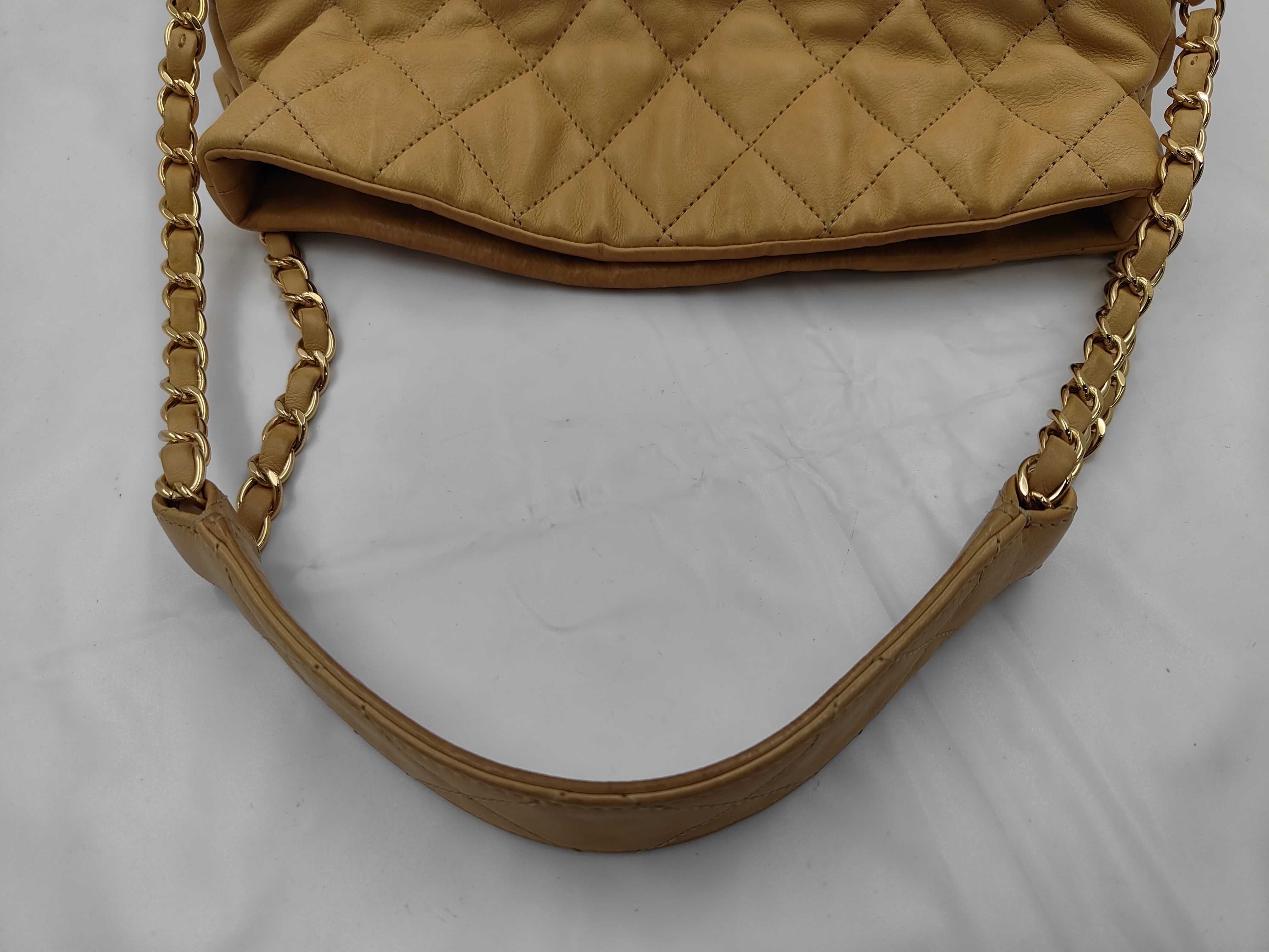 Soft Lambskin Matelassé Chain Shoulder Bag, Brown, 14698683 — view 3
