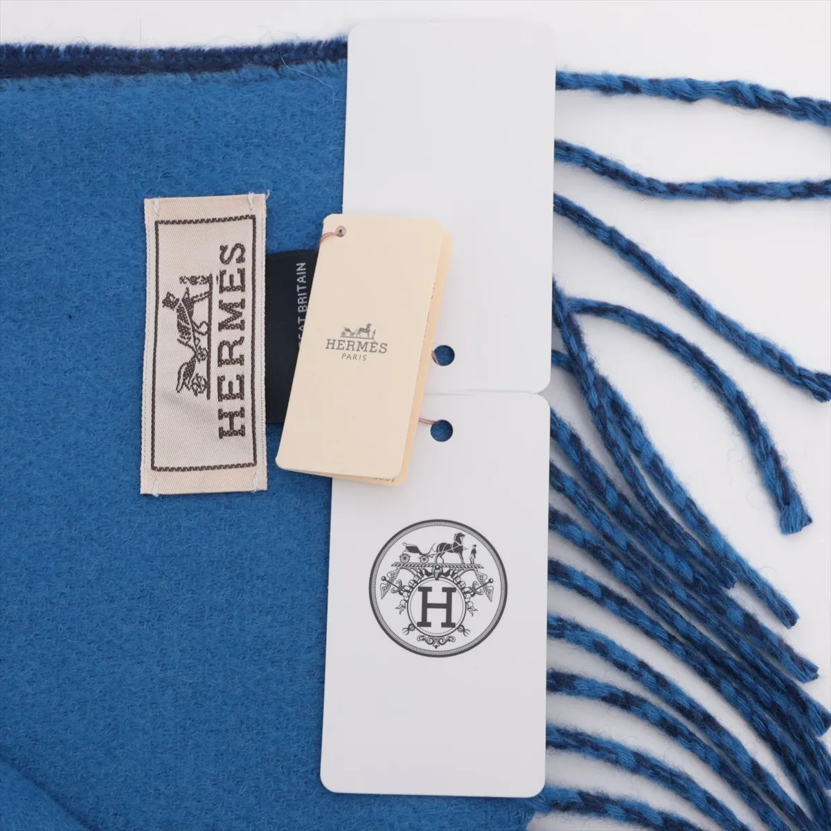 logo scarf, cashmere, navy x blue, — view 4