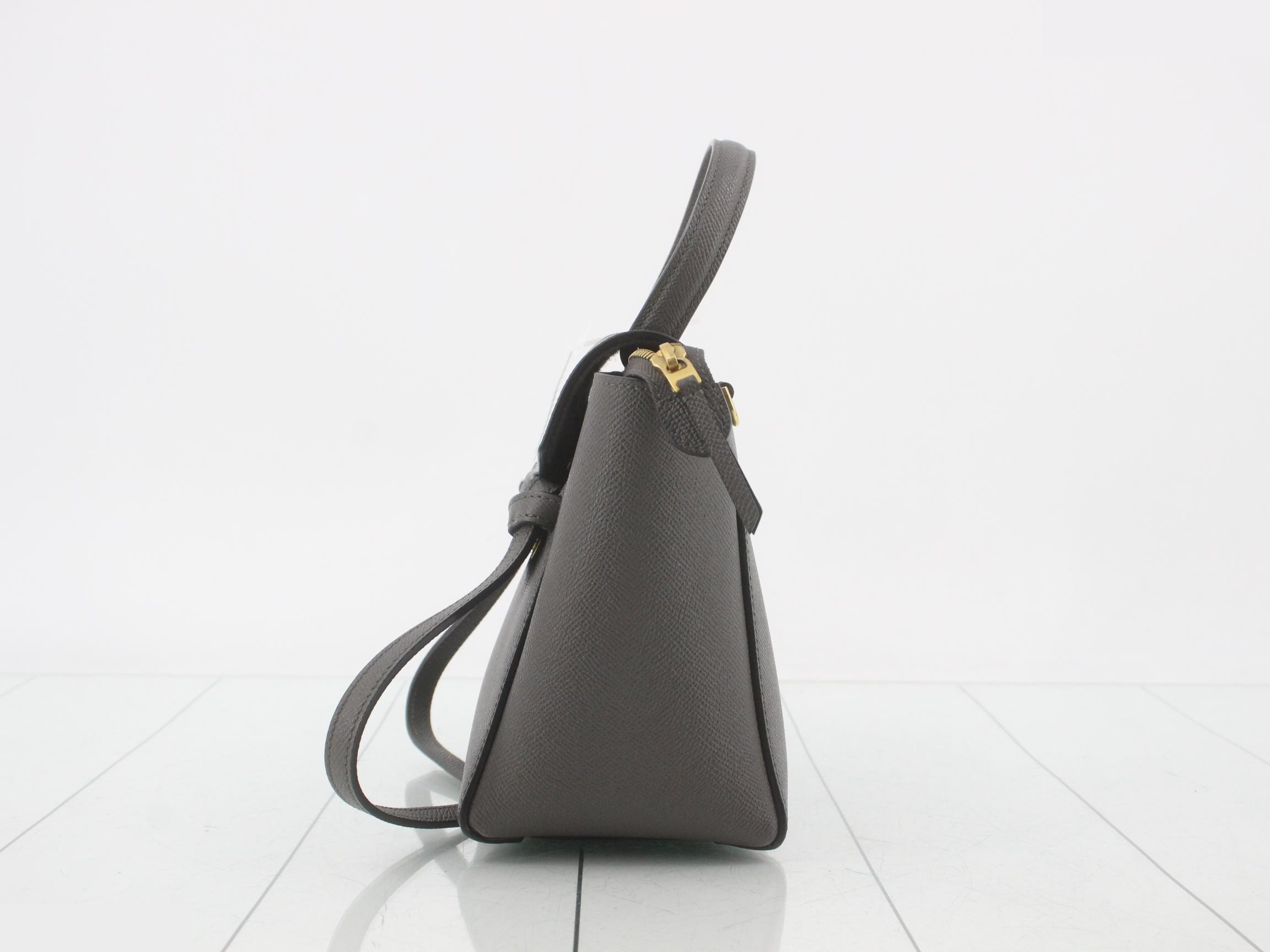 Belt bag, leather, 2-way handbag, gray — view 3