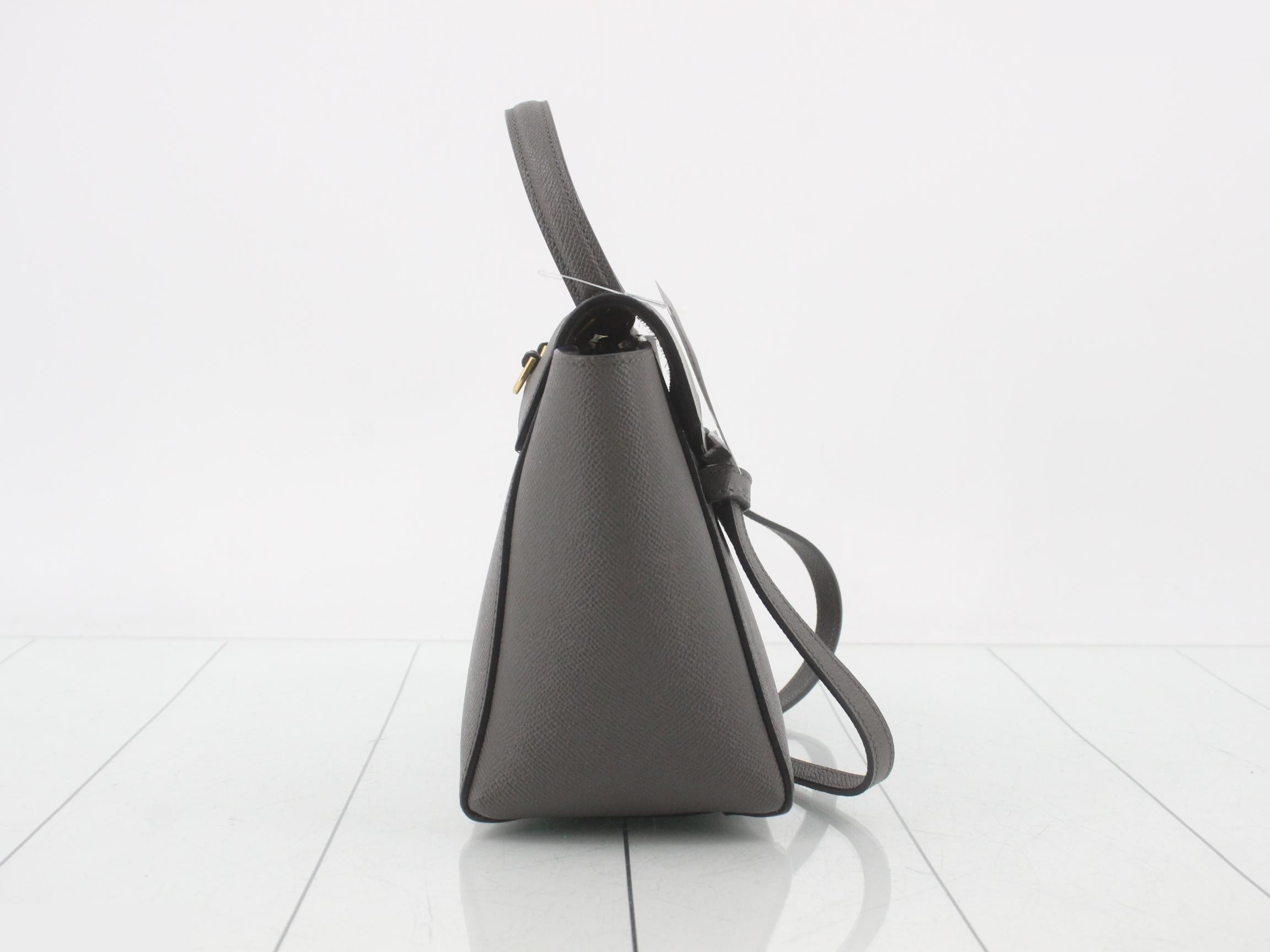 Belt bag, leather, 2-way handbag, gray — view 4