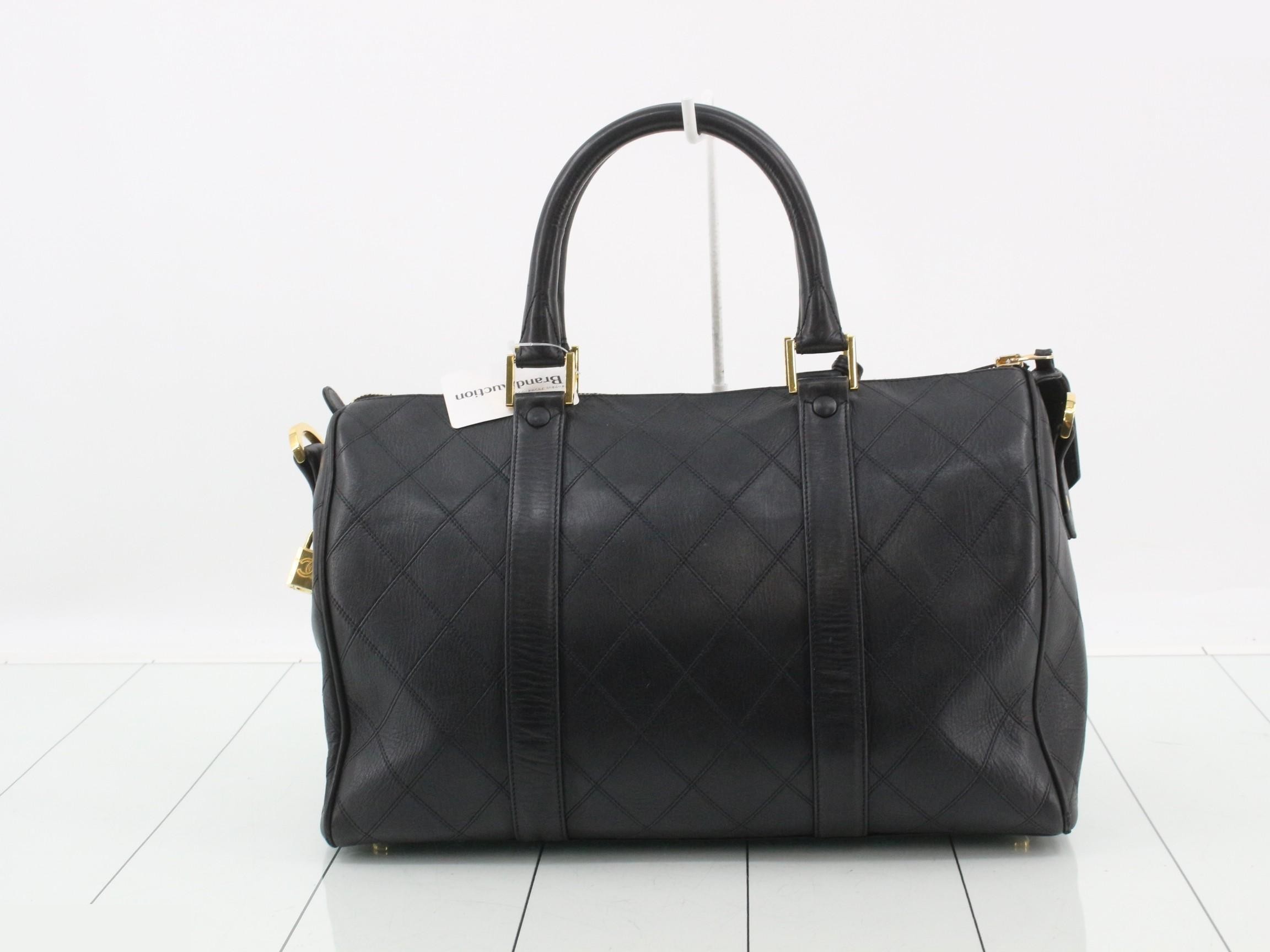 Matelassé Bicolore Duffle Bag, 2-Way, Lambskin, Black, Series 3, W37 — view 2