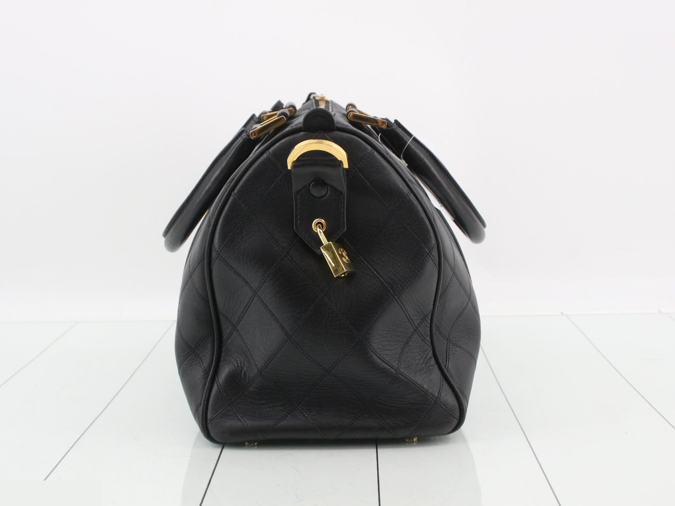 Matelassé Bicolore Duffle Bag, 2-Way, Lambskin, Black, Series 3, W37 — view 3