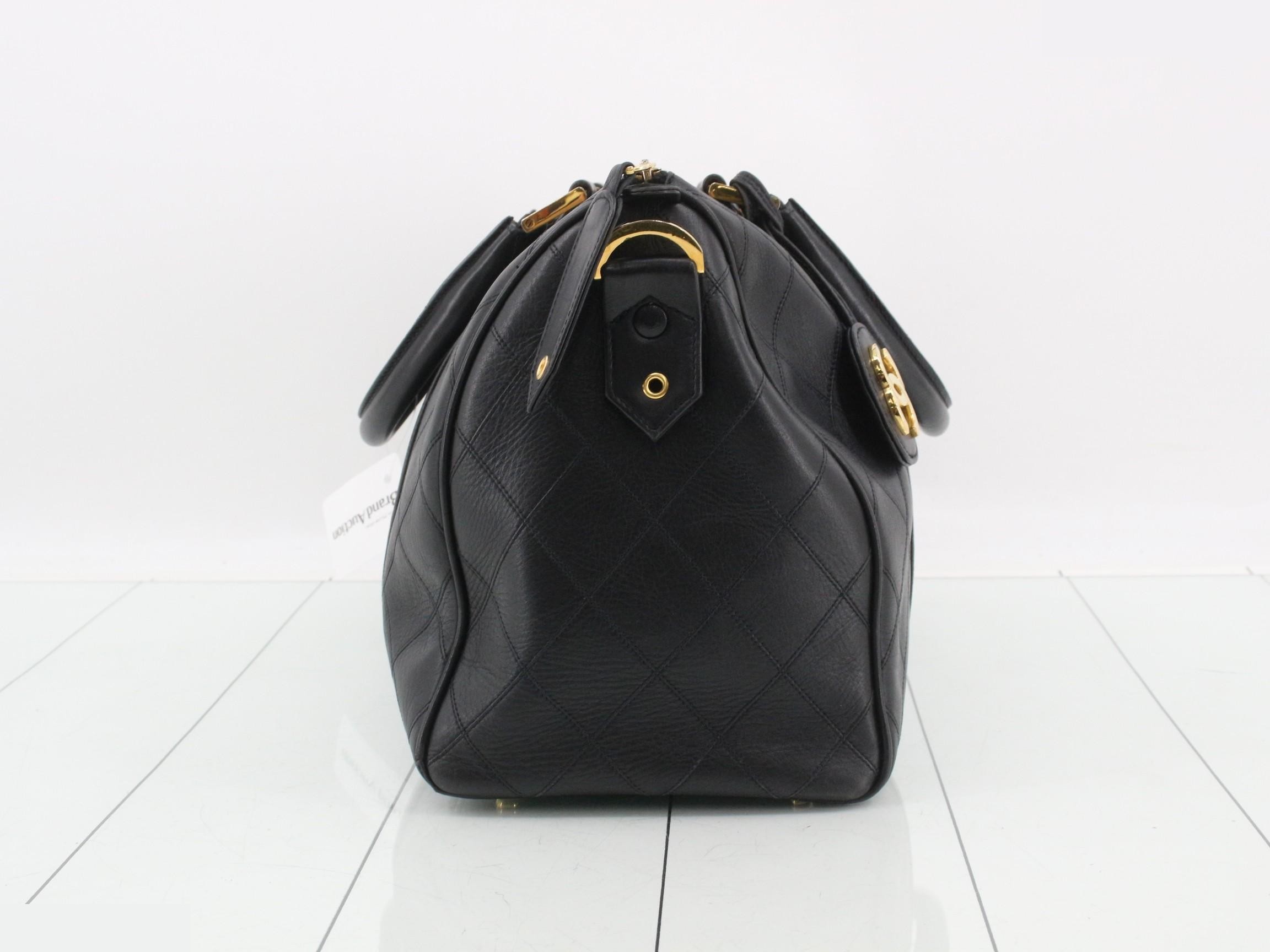 Matelassé Bicolore Duffle Bag, 2-Way, Lambskin, Black, Series 3, W37 — view 4