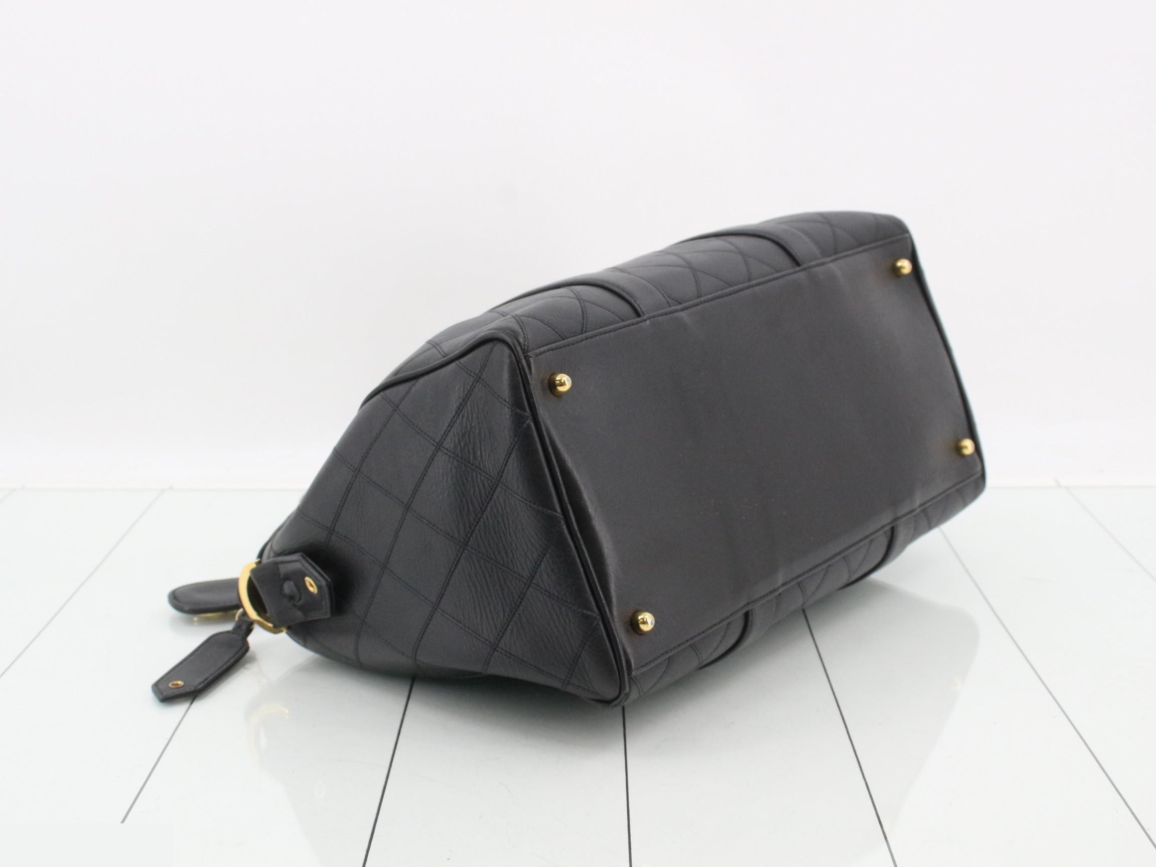 Matelassé Bicolore Duffle Bag, 2-Way, Lambskin, Black, Series 3, W37 — view 5
