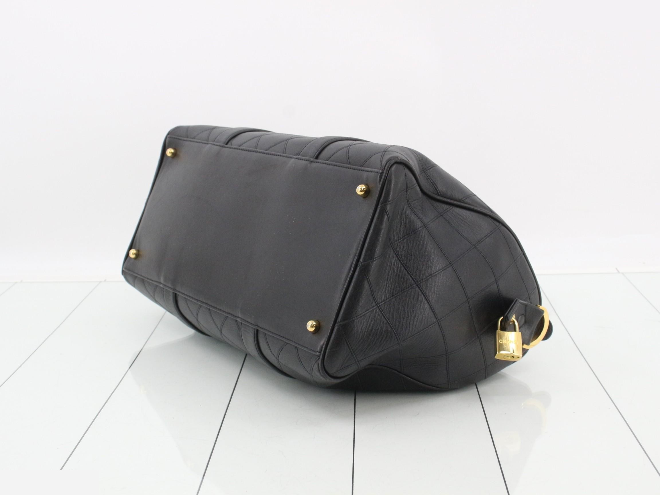 Matelassé Bicolore Duffle Bag, 2-Way, Lambskin, Black, Series 3, W37 — view 6