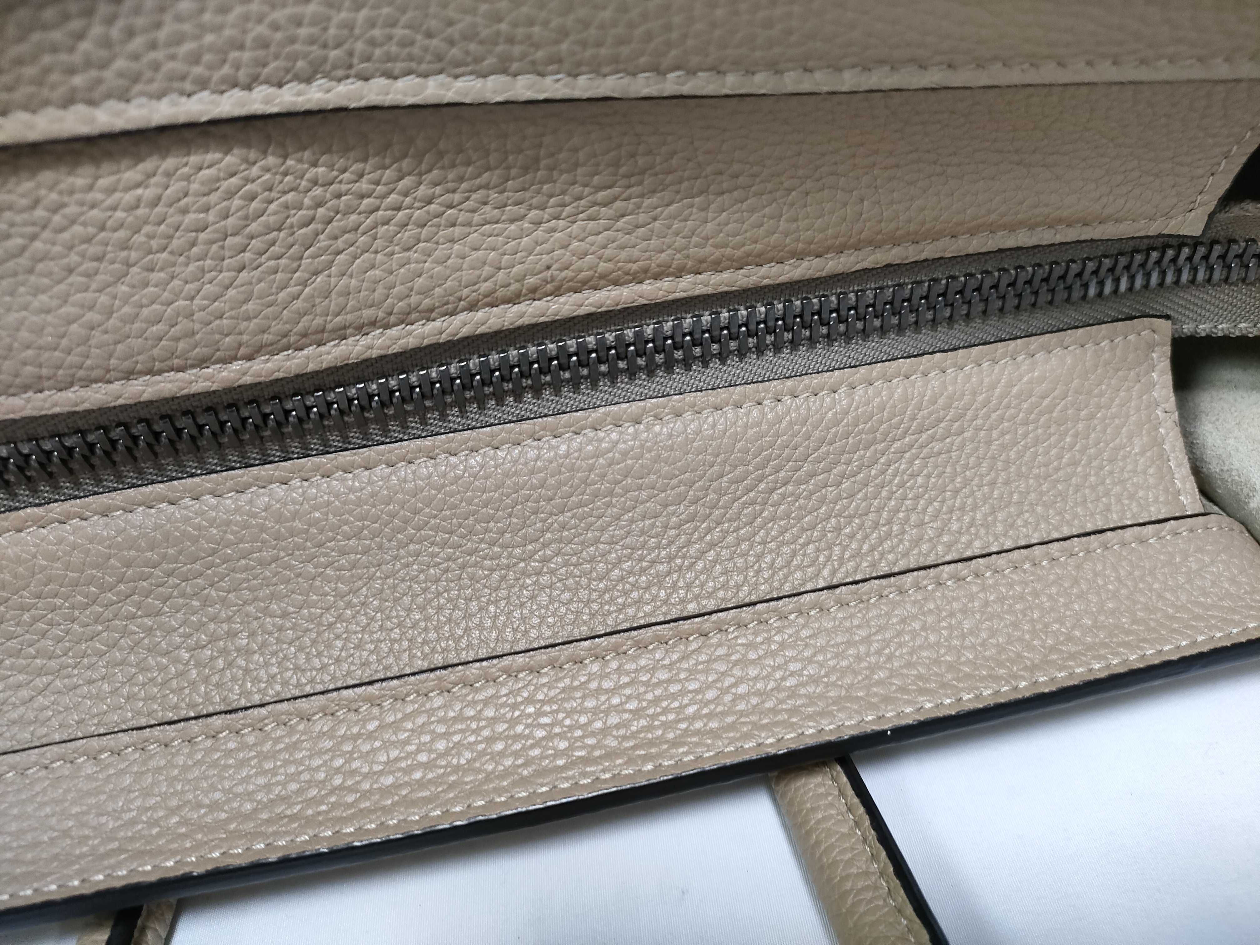 Luggage Micro Shopper Handbag, Beige Leather Handbag — view 11