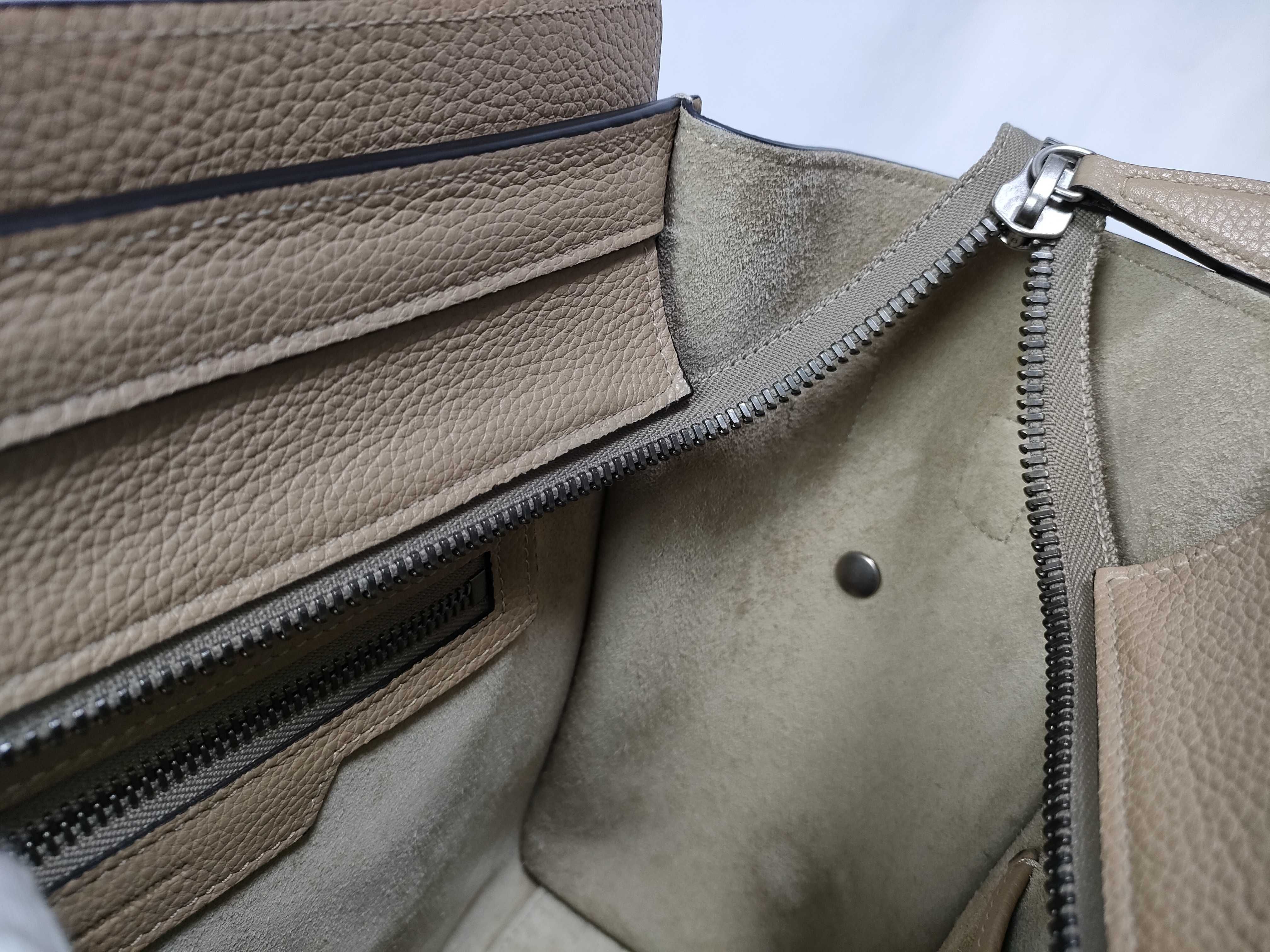 Luggage Micro Shopper Handbag, Beige Leather Handbag — view 12