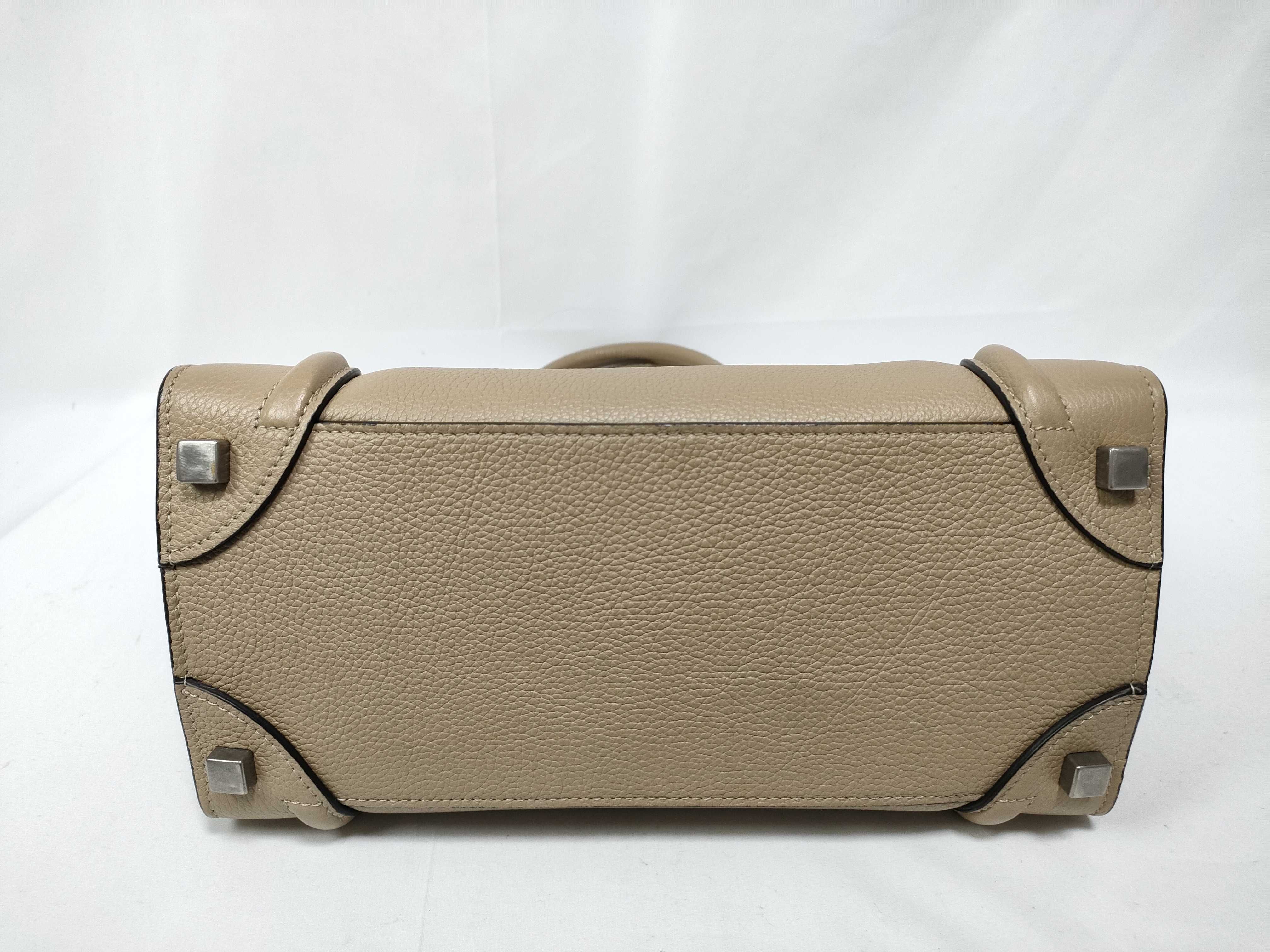 Luggage Micro Shopper Handbag, Beige Leather Handbag — view 3