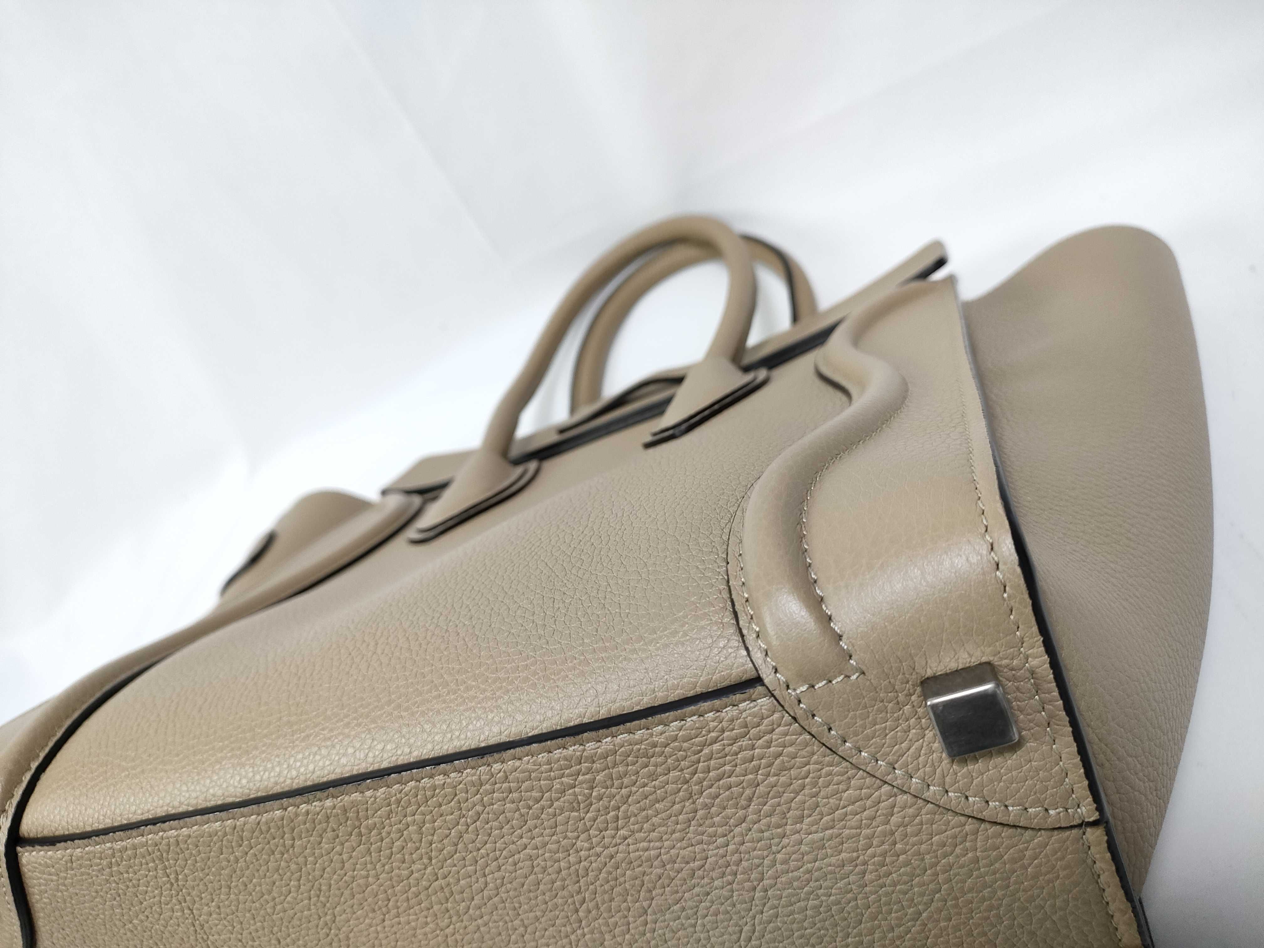 Luggage Micro Shopper Handbag, Beige Leather Handbag — view 4