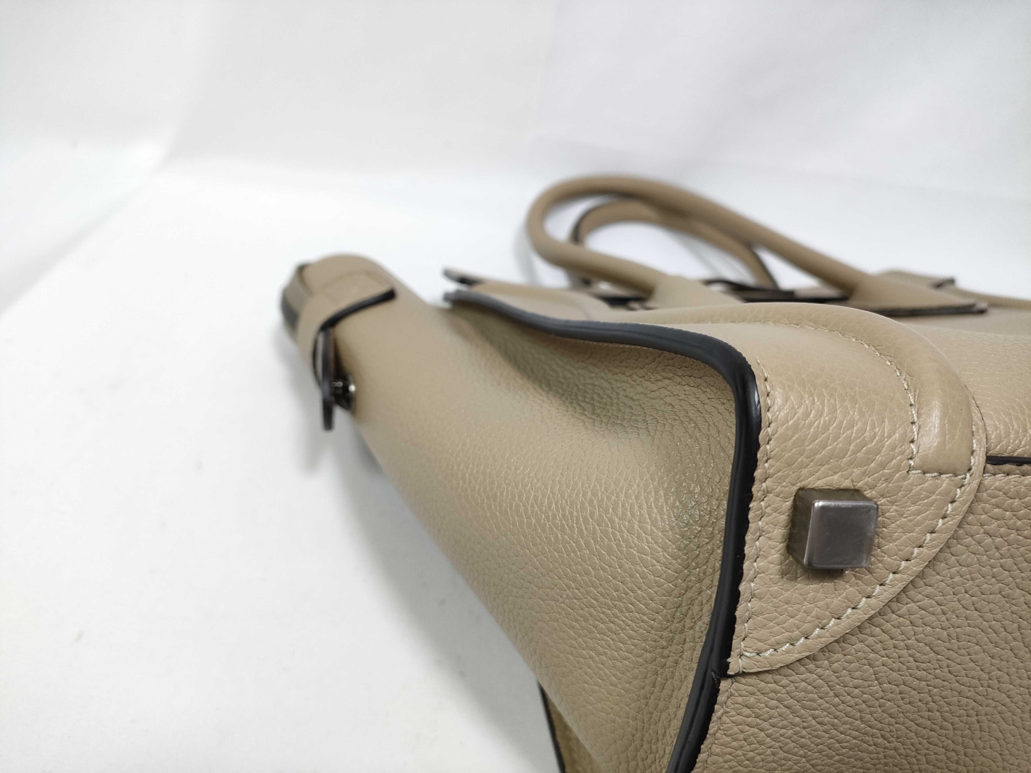 Luggage Micro Shopper Handbag, Beige Leather Handbag — view 5